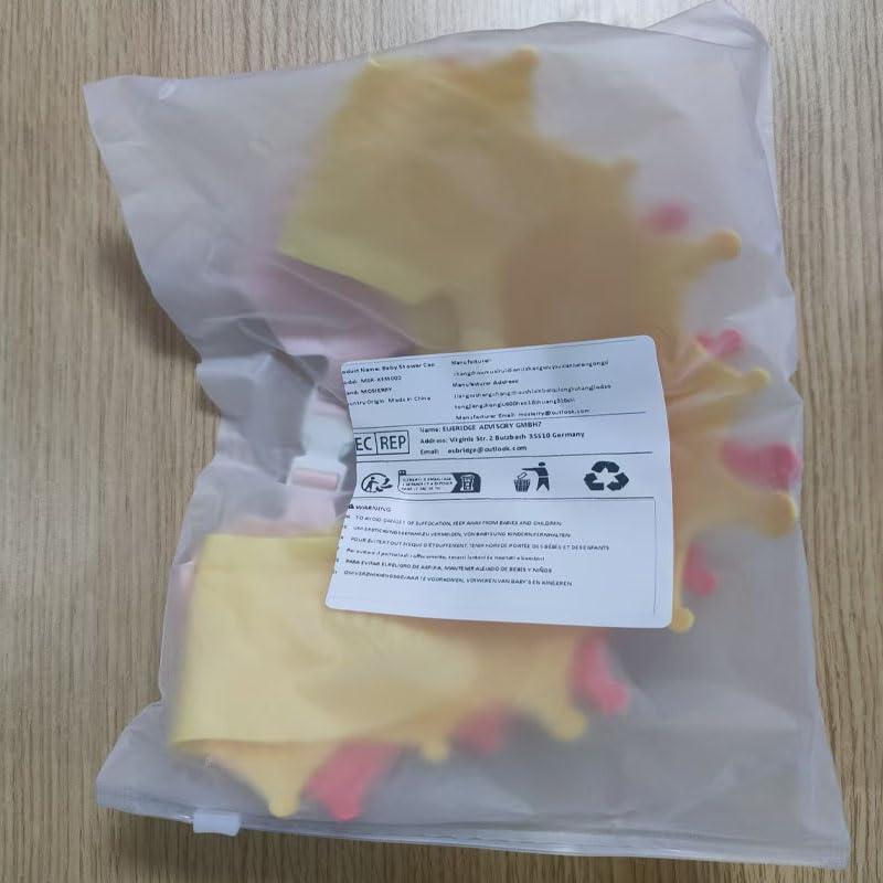 Gorro de Ducha Ajustable para Niños con Taza de Enjuague Rosa