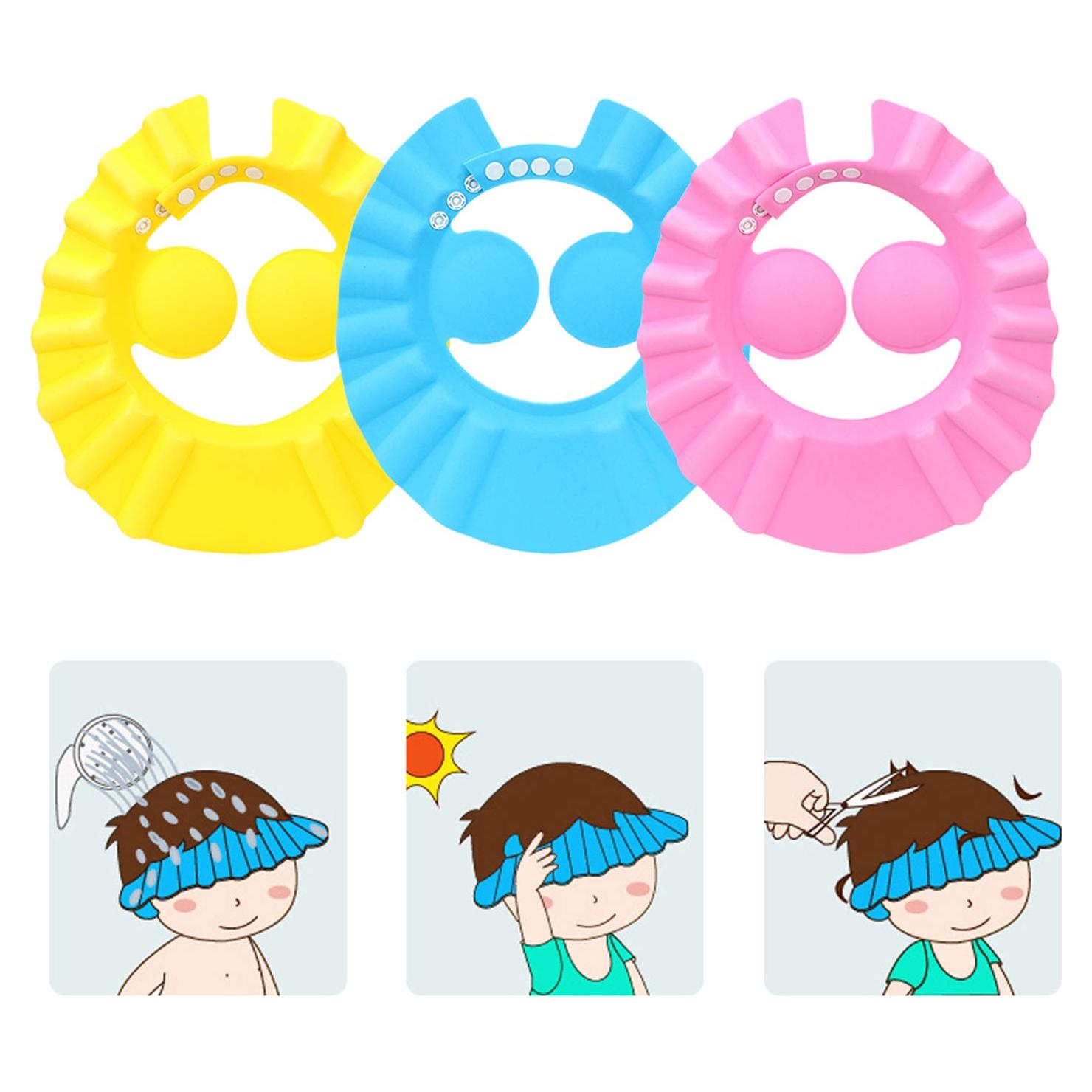 3 Gorros de Baño Ajustables para Niños SUNTRADE - Rosa, Amarillo, Azul