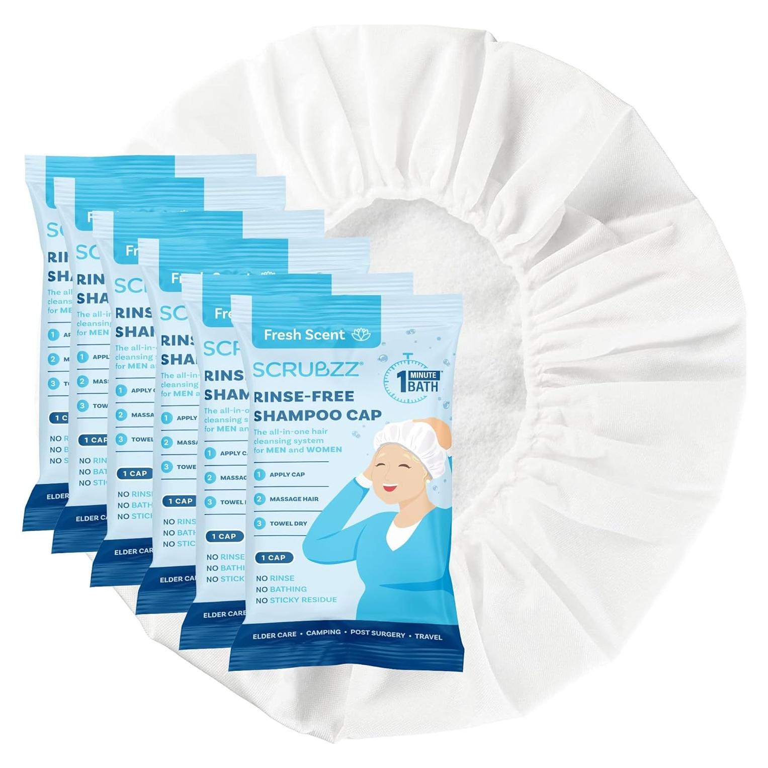 Gorros de Champú Sin Enjuague Scrubzz - Paquete de 6 Unidades