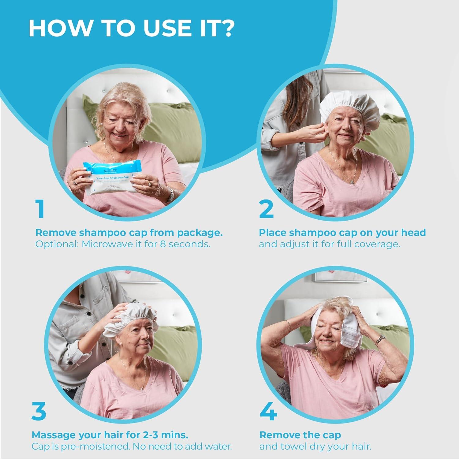 Gorros de Champú Sin Enjuague Scrubzz - Paquete de 6 Unidades