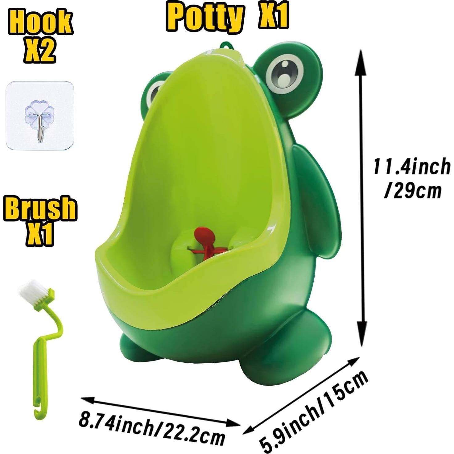 Inodoro de Entrenamiento para Niños Rana Verde con Ganchos y Cepillo