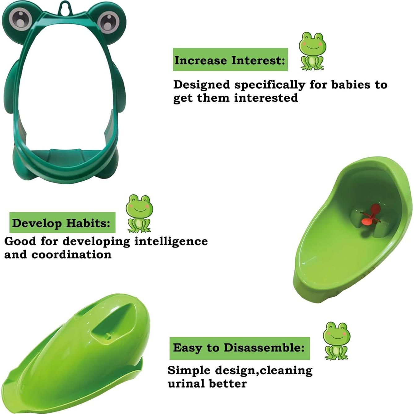 Inodoro de Entrenamiento para Niños Rana Verde con Ganchos y Cepillo