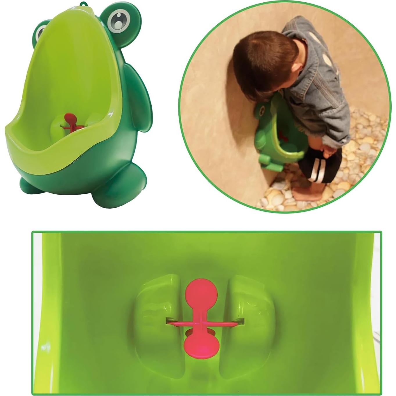 Inodoro de Entrenamiento para Niños Rana Verde con Ganchos y Cepillo