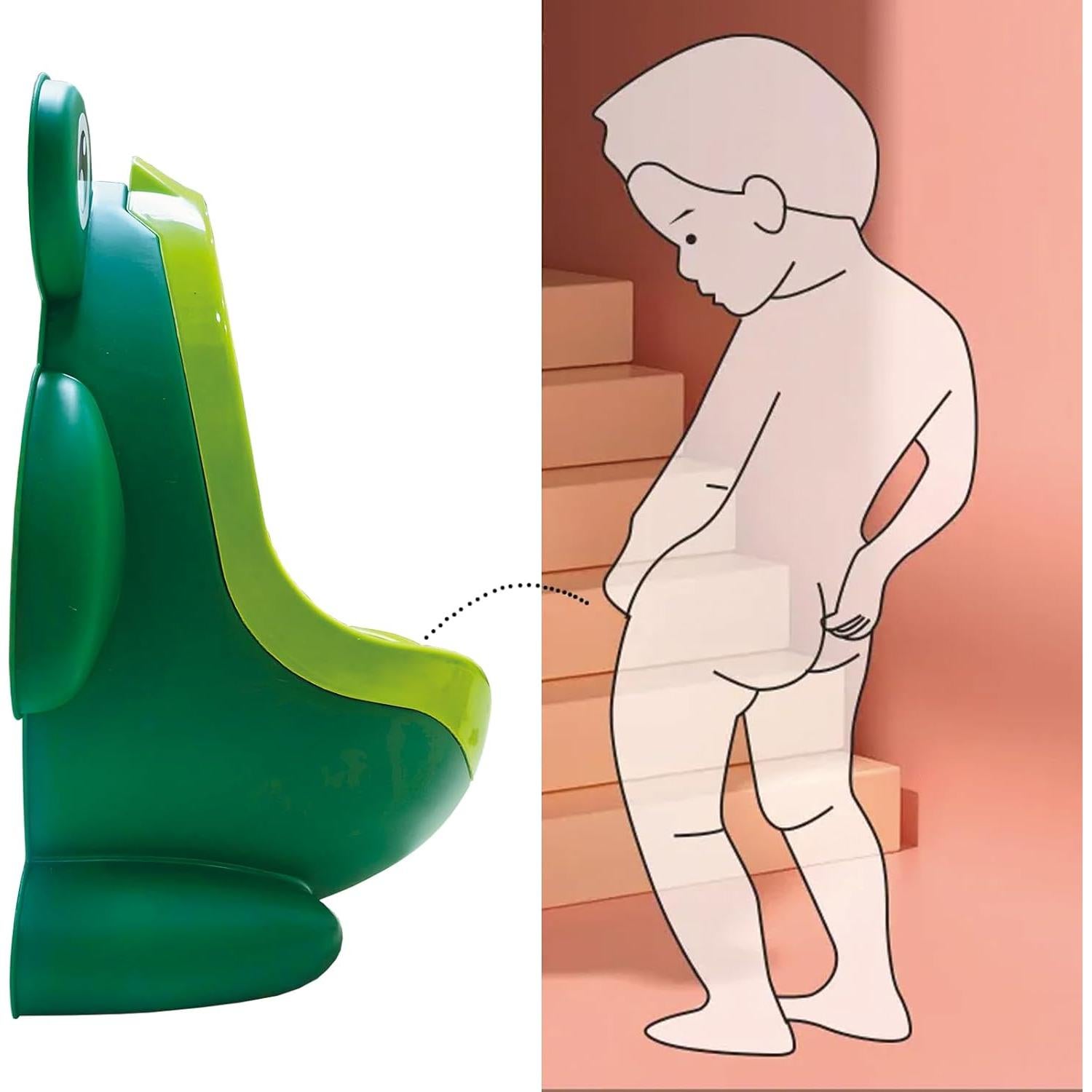 Inodoro de Entrenamiento para Niños Rana Verde con Ganchos y Cepillo