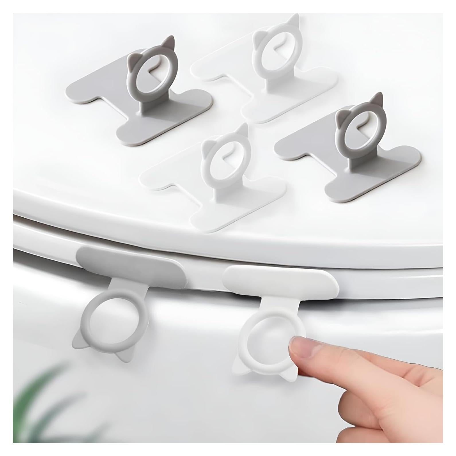 Levantador de Tapa de Inodoro Bltnever 4 Pcs Silicona Blanco Gris