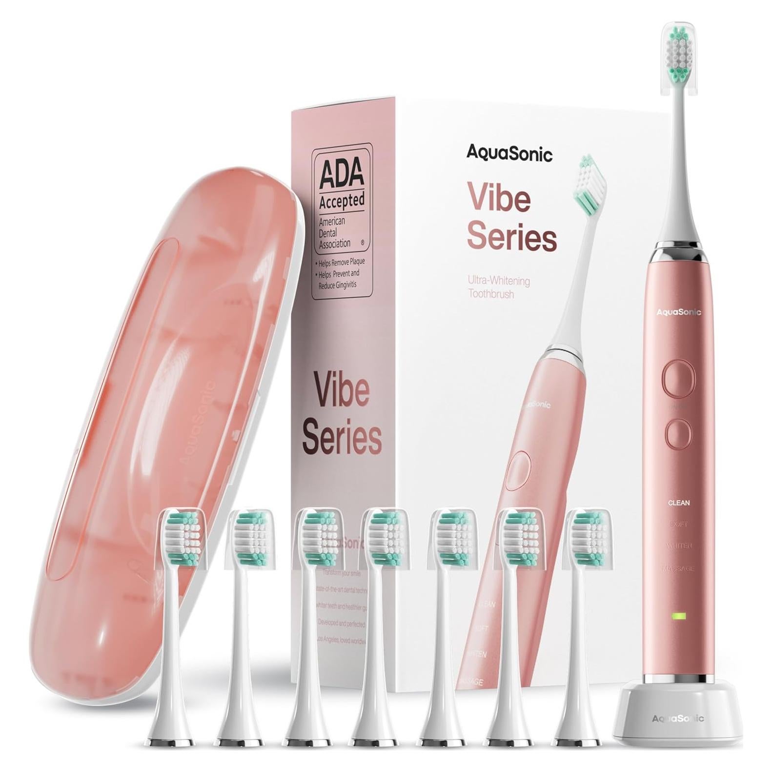 Cepillo de dientes eléctrico Aquasonic Vibe - 40,000 VPM, 8 cabezales