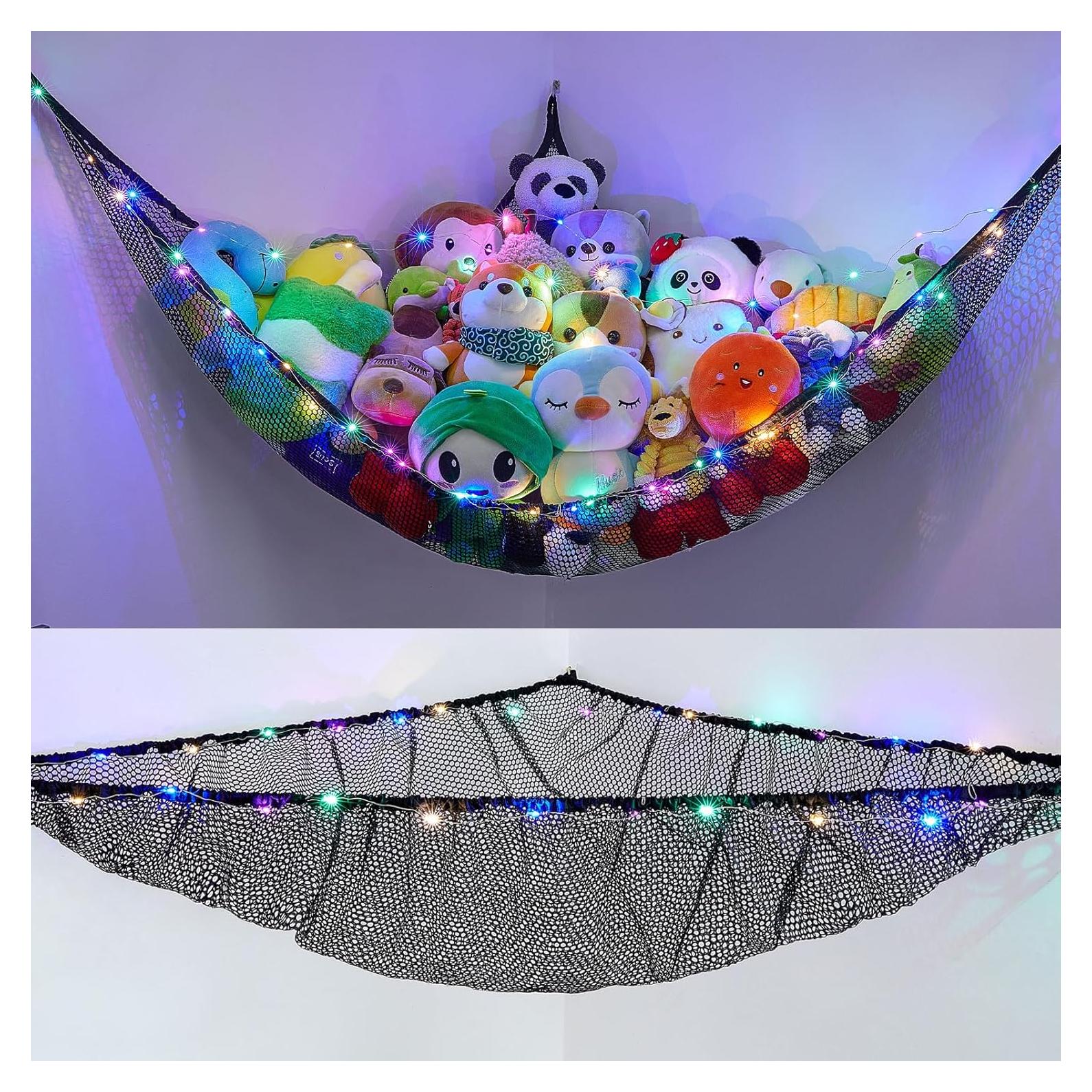 Hamaca Organizador de Juguetes Castillo de Unicornio con Luz LED