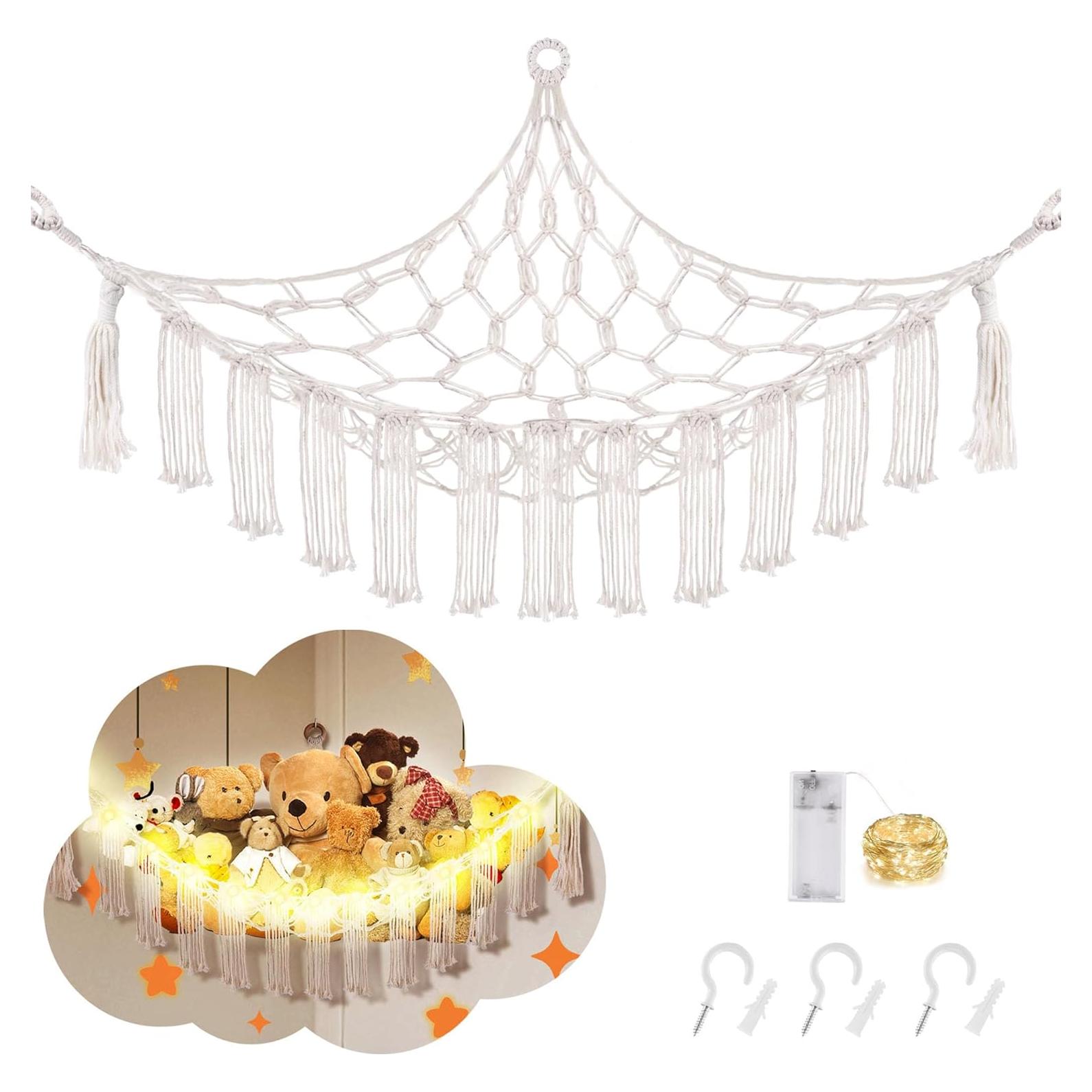 Hamaca de Macramé CERETIA para Animales de Peluche con Luz LED