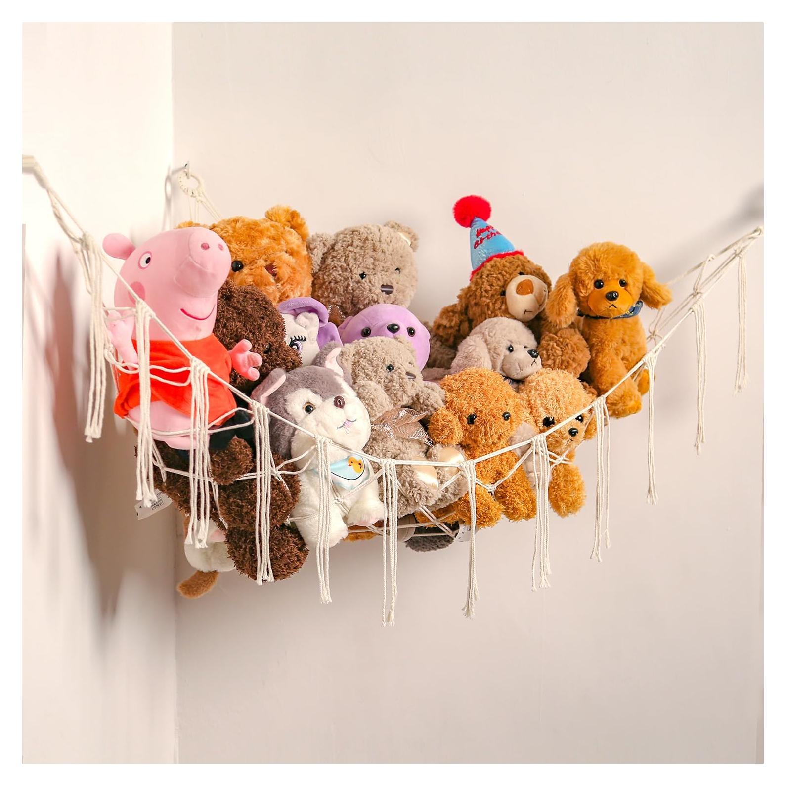 Hamaca de Almacenamiento de Juguetes de Peluche YKBU 150x99cm Crema