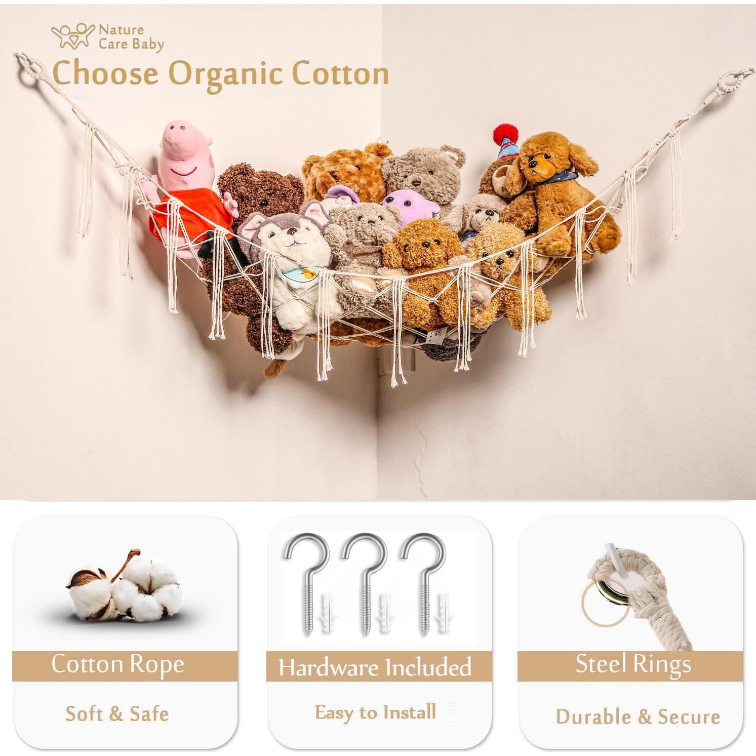 Hamaca de Almacenamiento de Juguetes de Peluche YKBU 150x99cm Crema