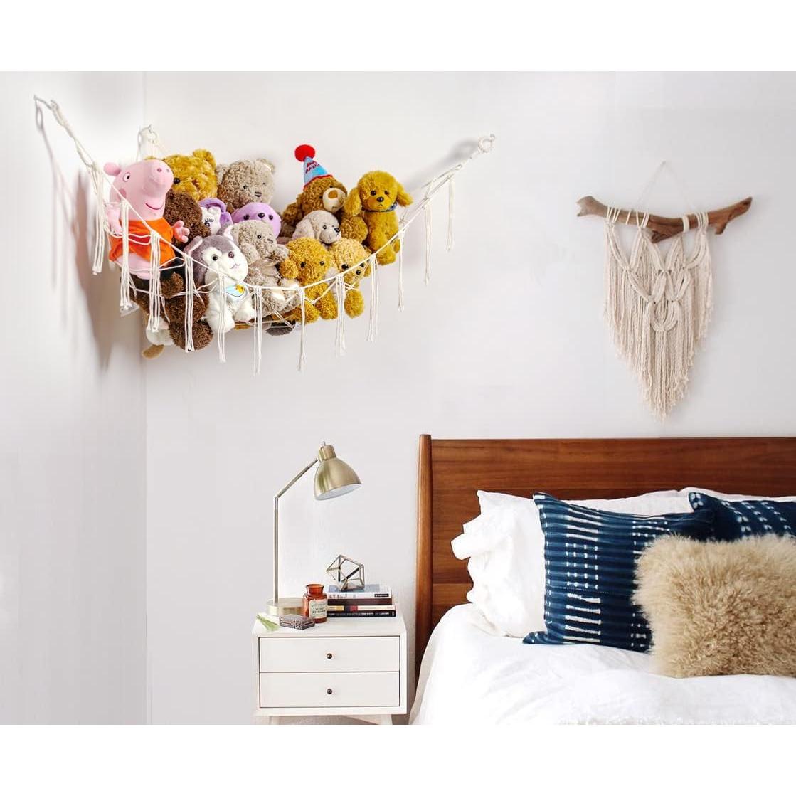 Hamaca de Almacenamiento de Juguetes de Peluche YKBU 150x99cm Crema