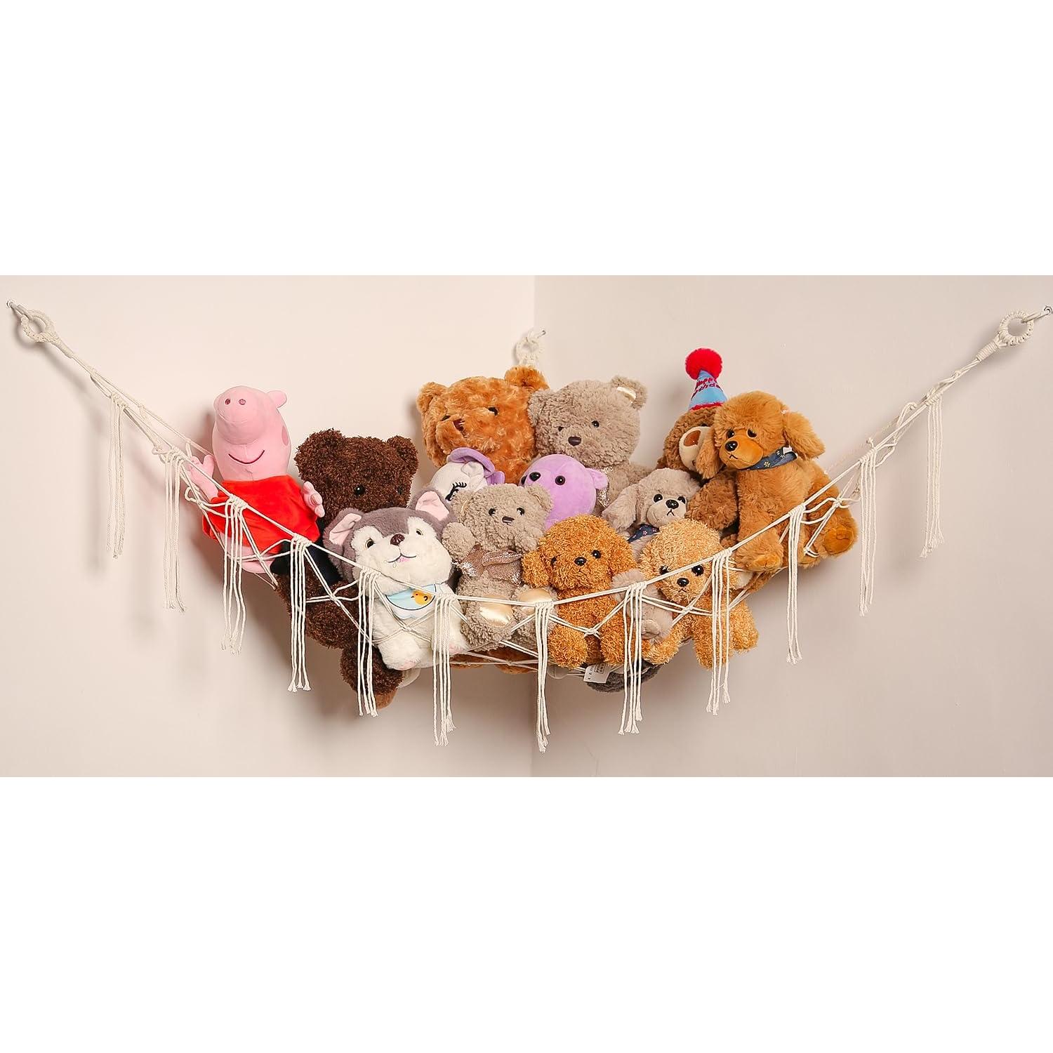 Hamaca de Almacenamiento de Juguetes de Peluche YKBU 150x99cm Crema