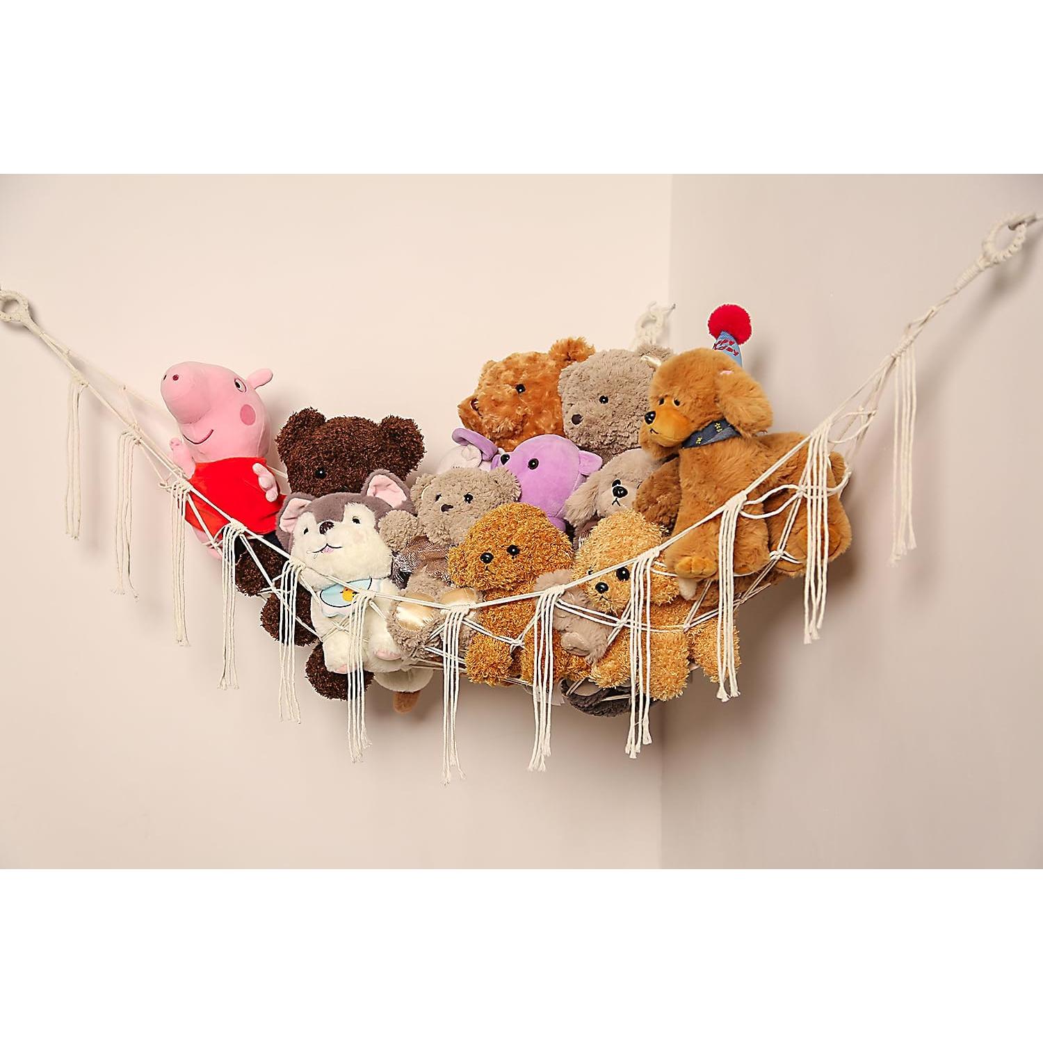 Hamaca de Almacenamiento de Juguetes de Peluche YKBU 150x99cm Crema