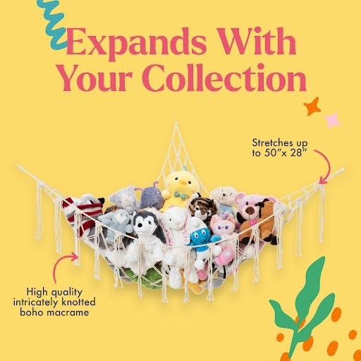 Hamaca de Macramé Lilly para Almacenamiento de Peluches - Blanco