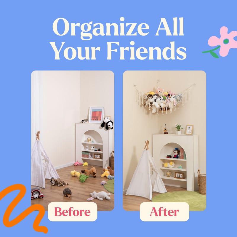 Hamaca de Macramé Lilly para Almacenamiento de Peluches - Blanco