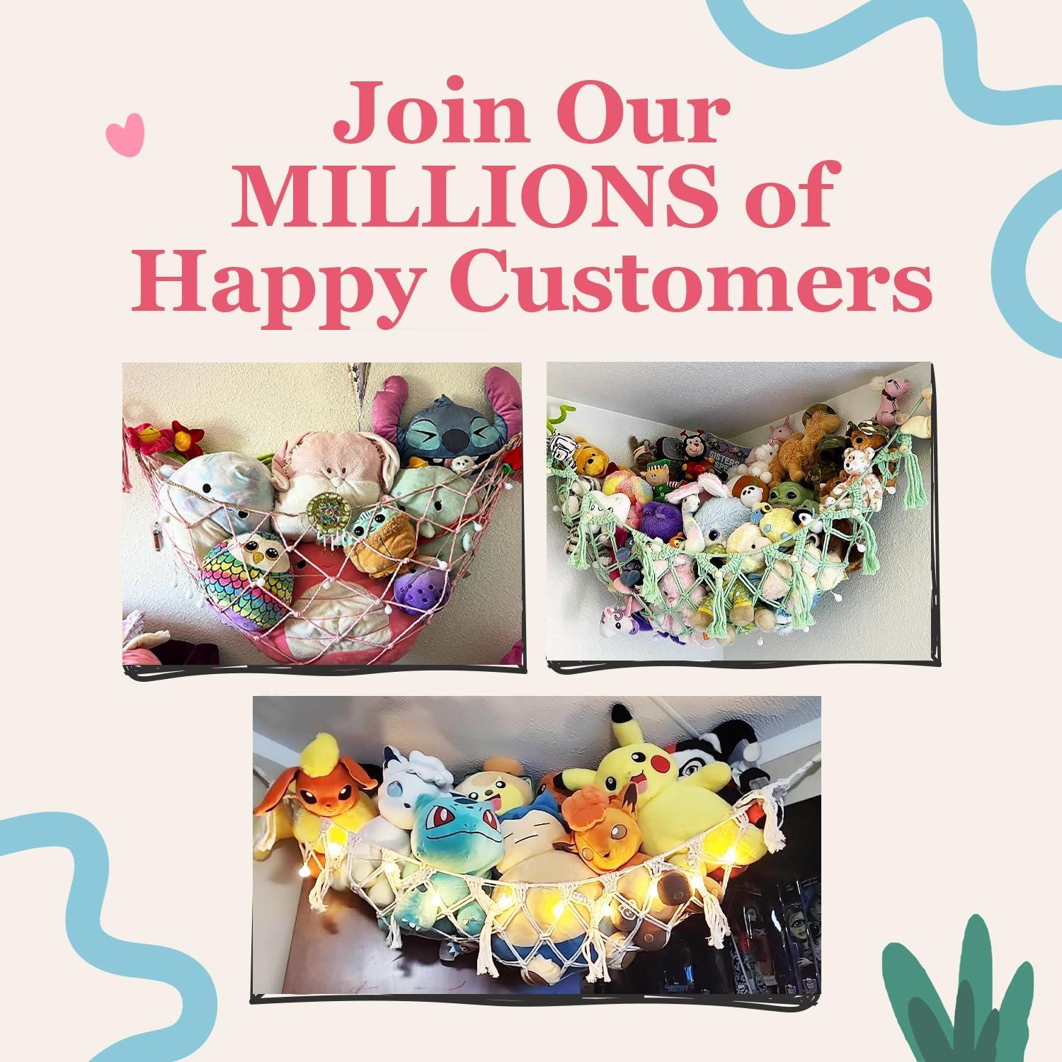 Hamaca de Macramé Lilly para Almacenamiento de Peluches - Blanco