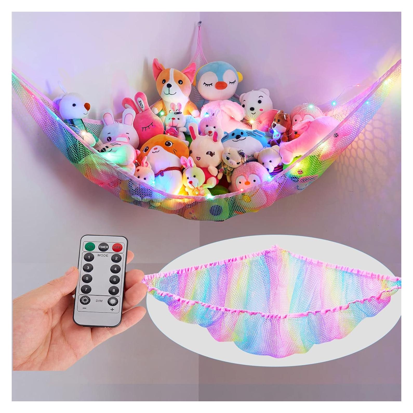Hamaca de Red para Animales de Peluche Castillo Unicornio con Luz LED