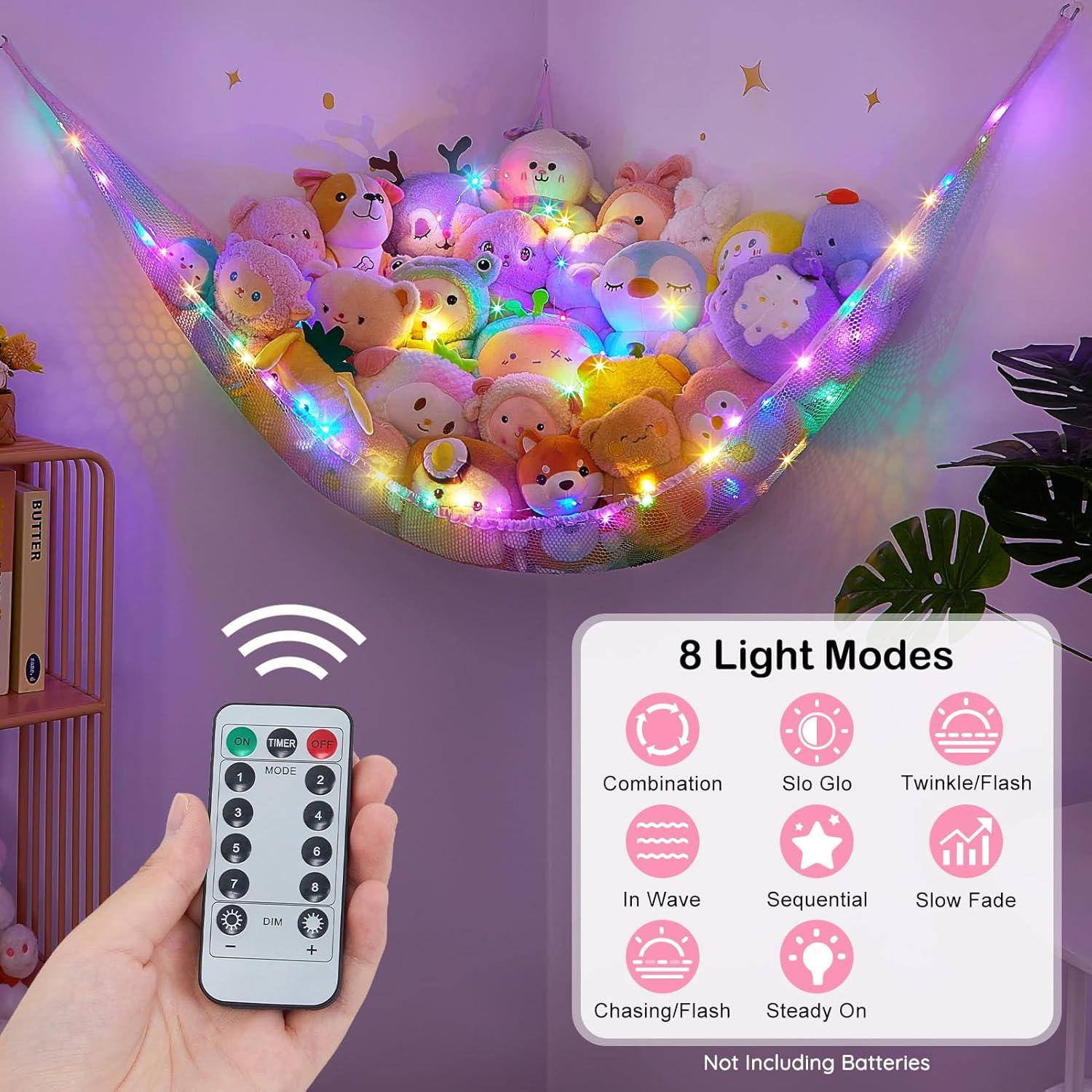 Hamaca de Red para Animales de Peluche Castillo Unicornio con Luz LED