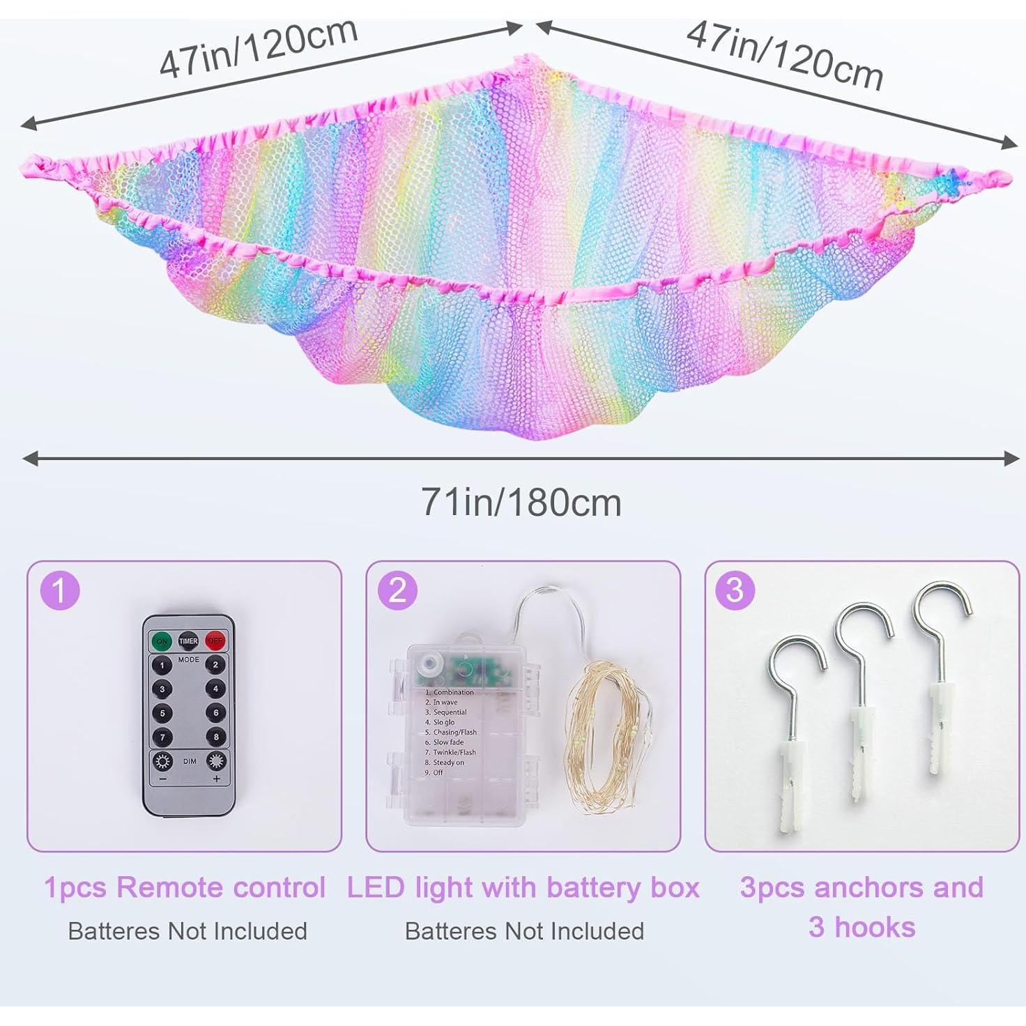 Hamaca de Red para Animales de Peluche Castillo Unicornio con Luz LED