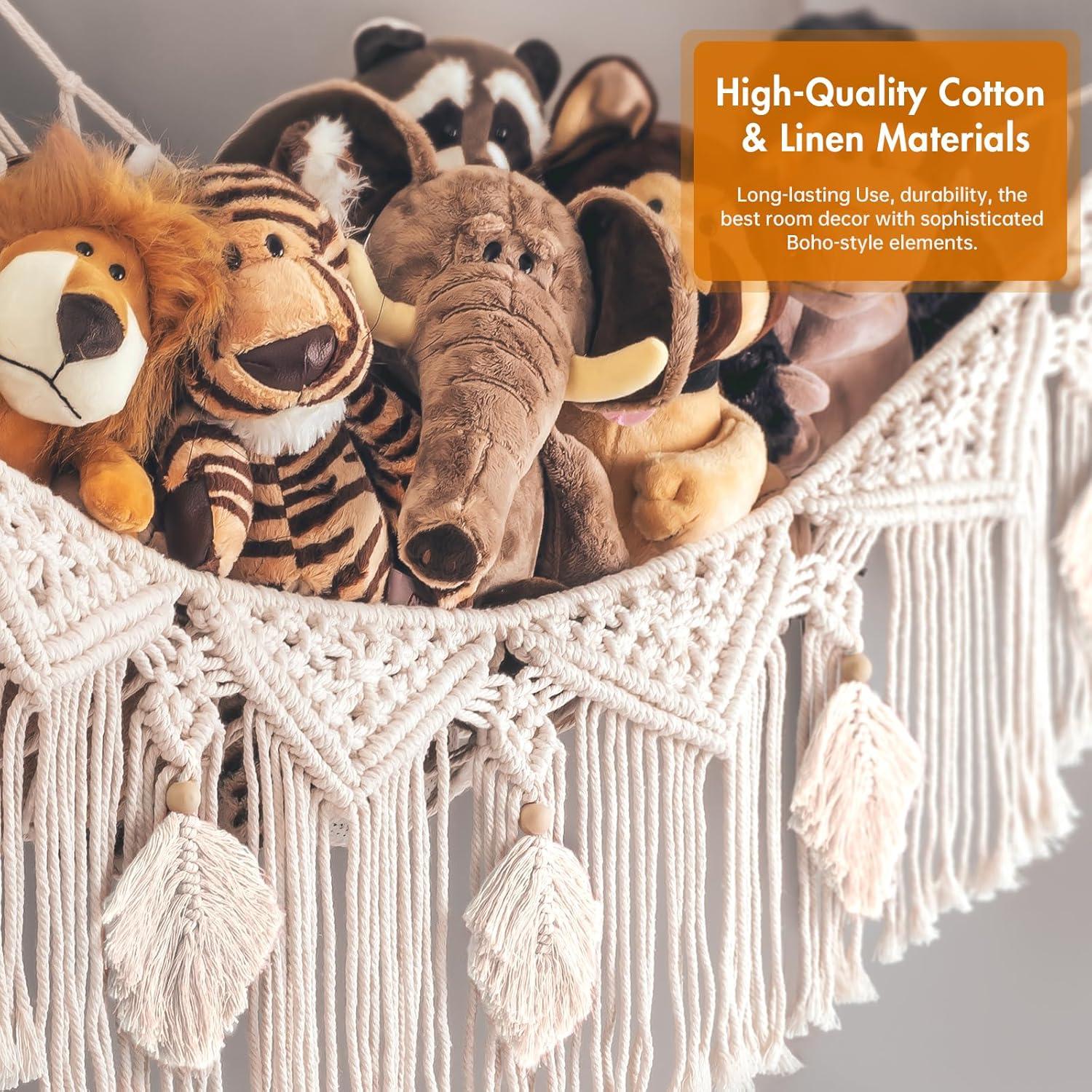 Hamaca de Almacenamiento Kordory Beige para Juguetes 119x99cm