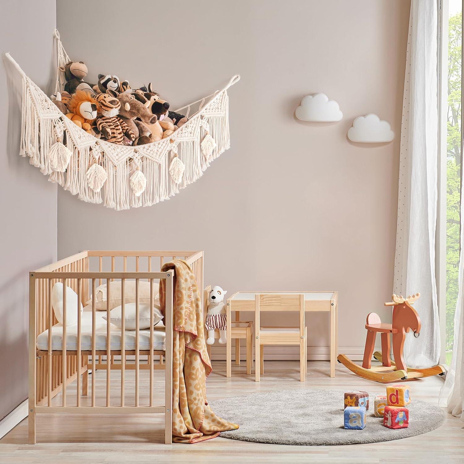 Hamaca de Almacenamiento Kordory Beige para Juguetes 119x99cm