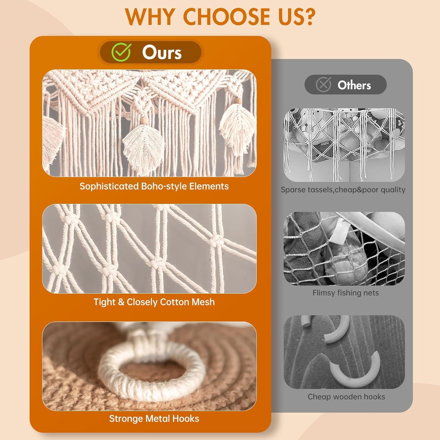 Hamaca de Almacenamiento Kordory Beige para Juguetes 119x99cm