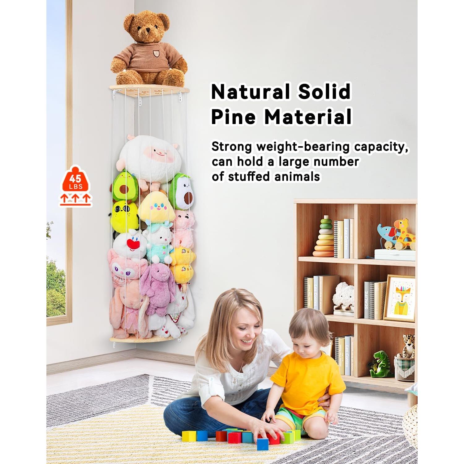 Organizador de Animales de Peluche Befayoo - Madera Natural Ajustable