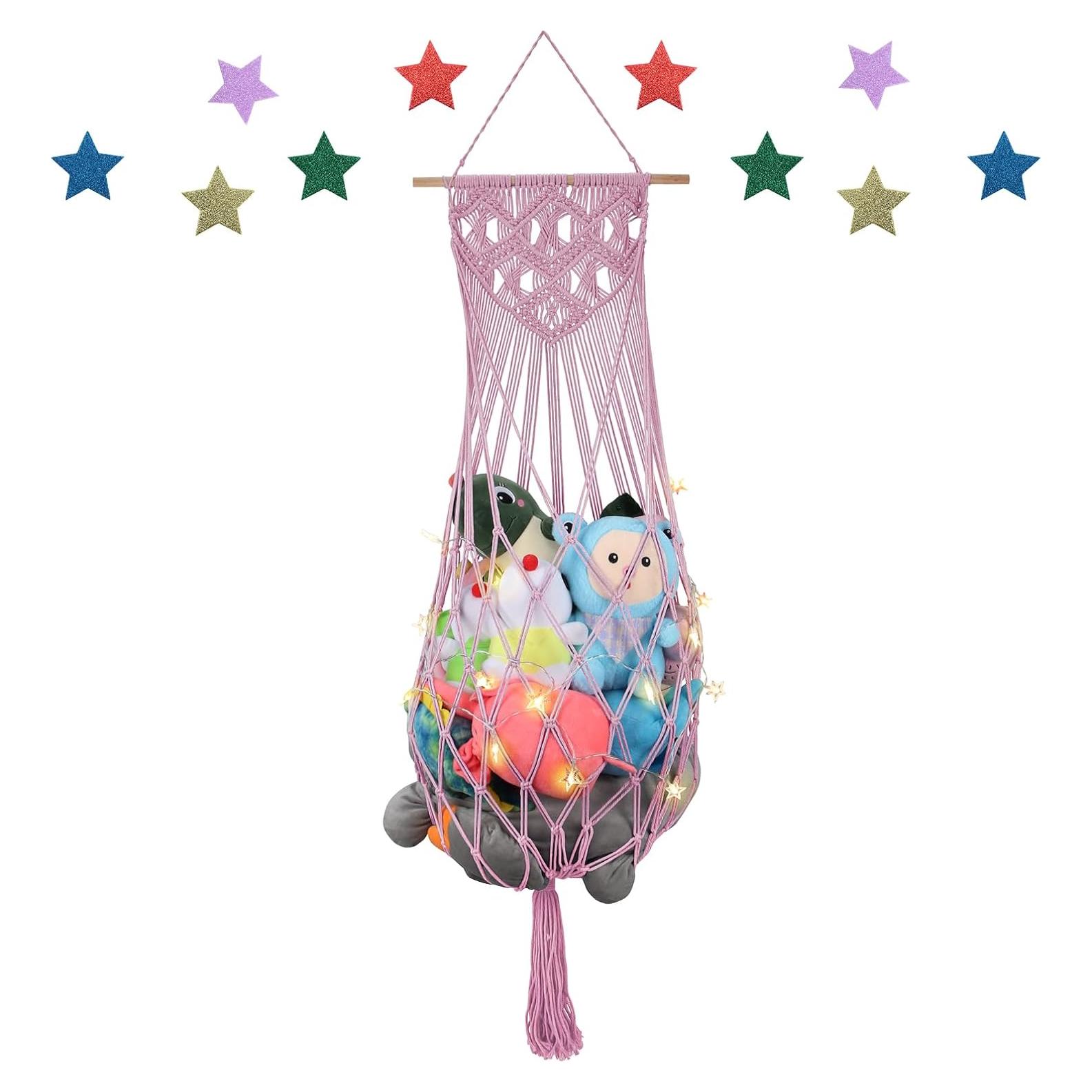 Hamaca de Peluches Rosa Claro iHansee 63" Macramé Colgante