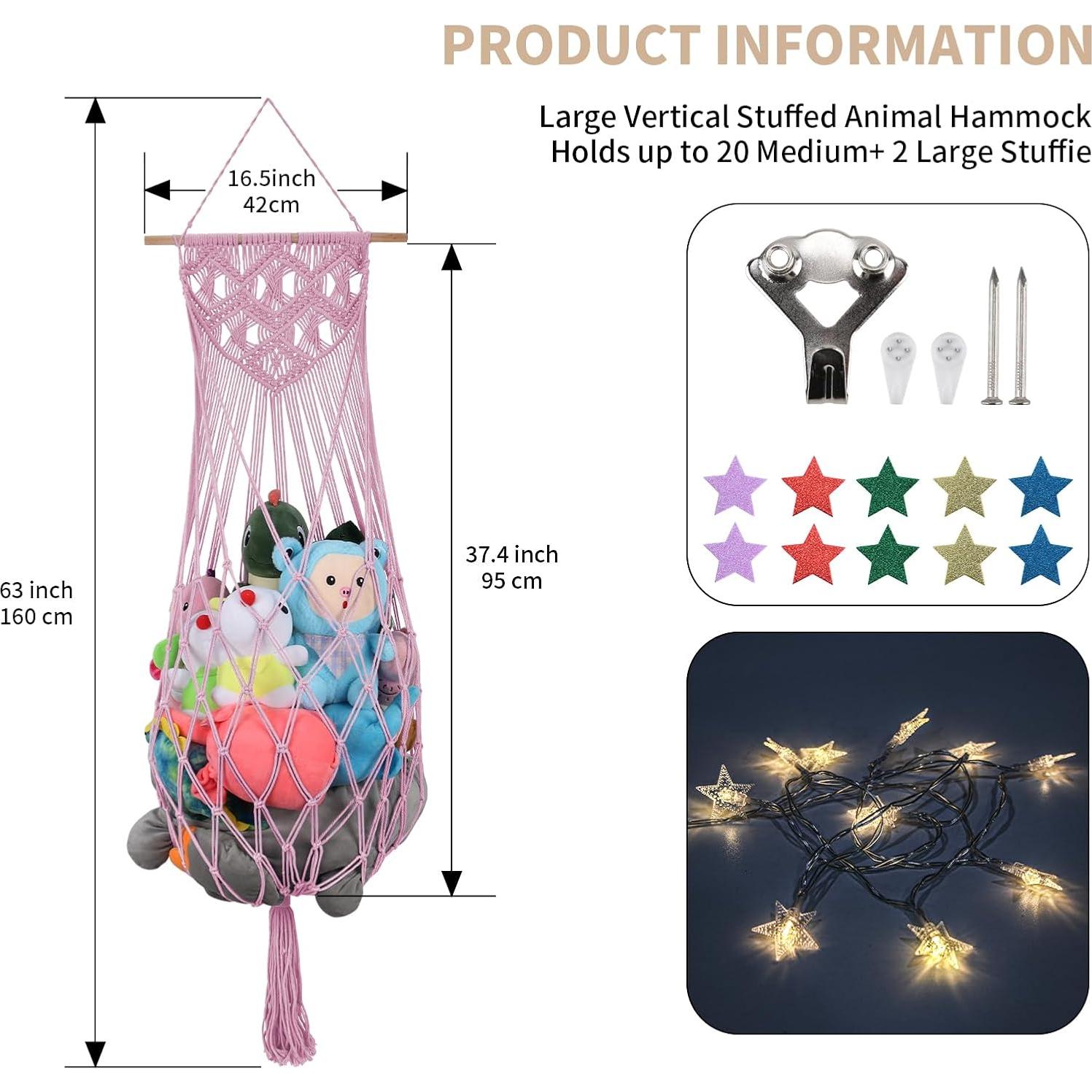 Hamaca de Peluches Rosa Claro iHansee 63" Macramé Colgante