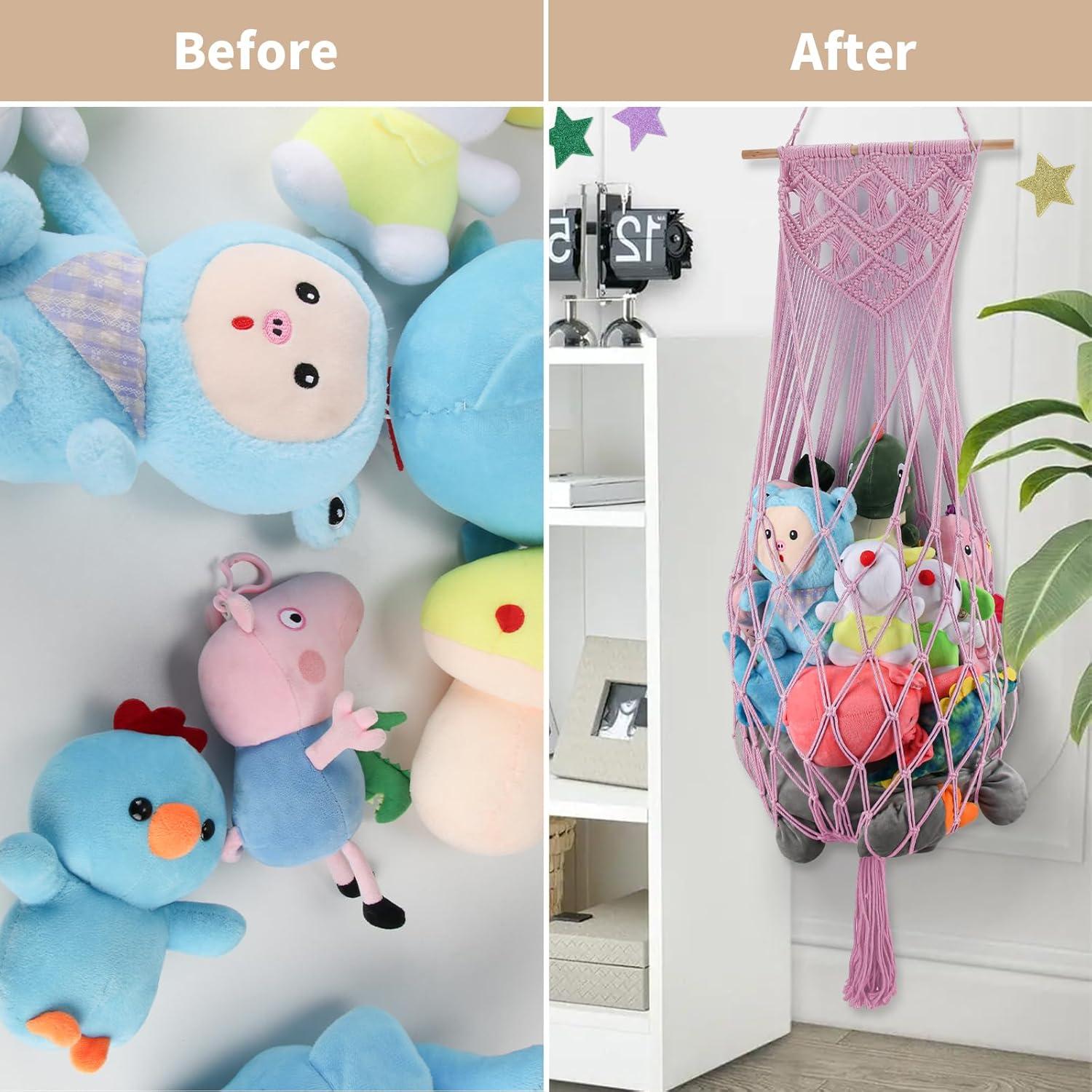 Hamaca de Peluches Rosa Claro iHansee 63" Macramé Colgante