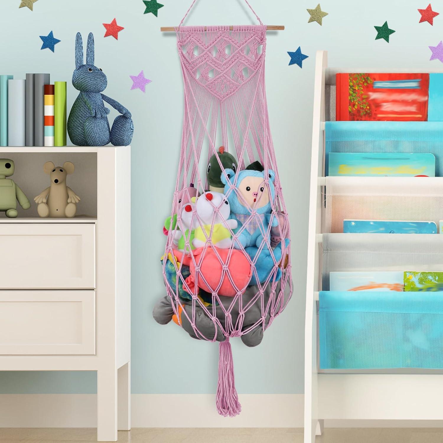 Hamaca de Peluches Rosa Claro iHansee 63" Macramé Colgante