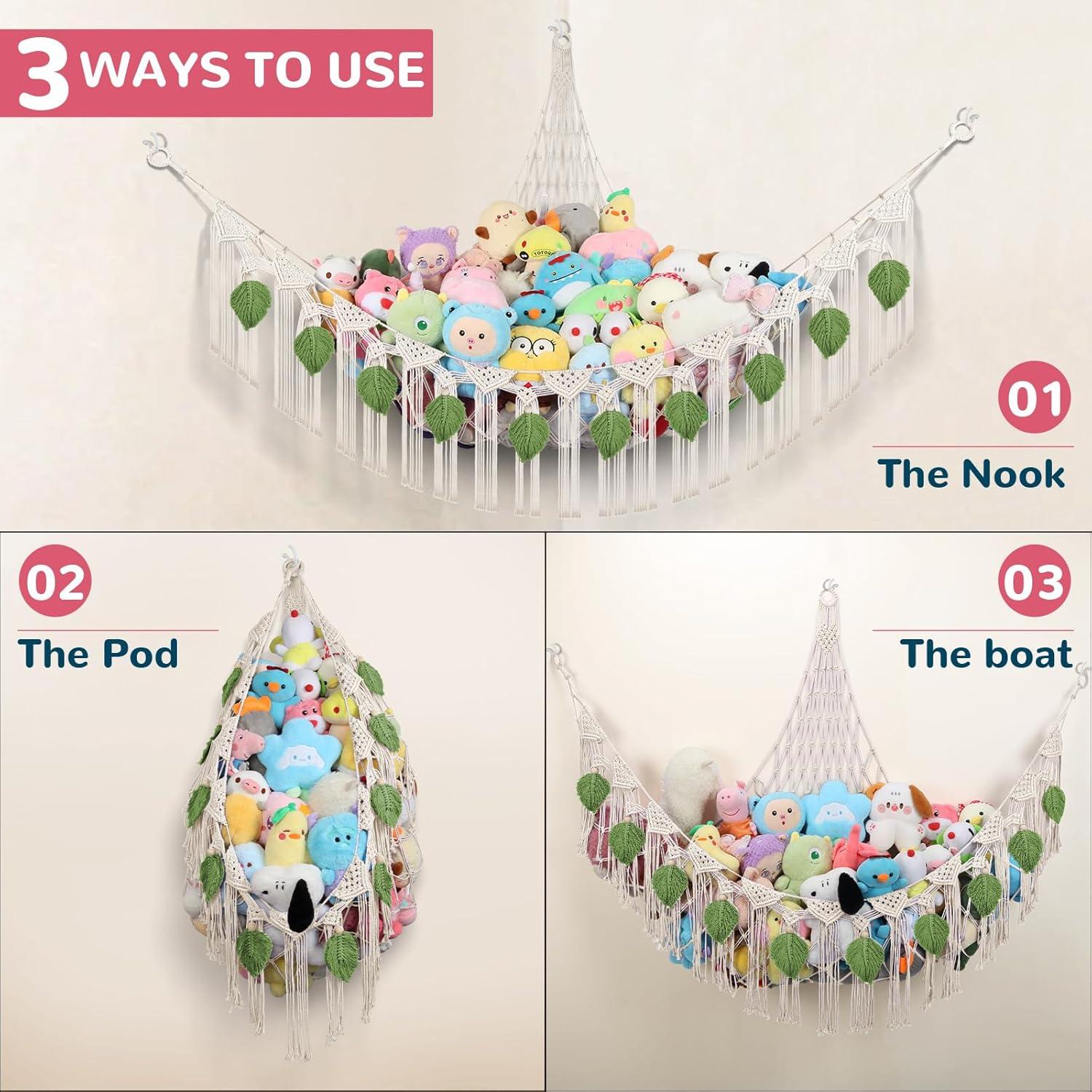 Hamaca de Almacenamiento de Peluches iHansee 210x150x150 cm Crema