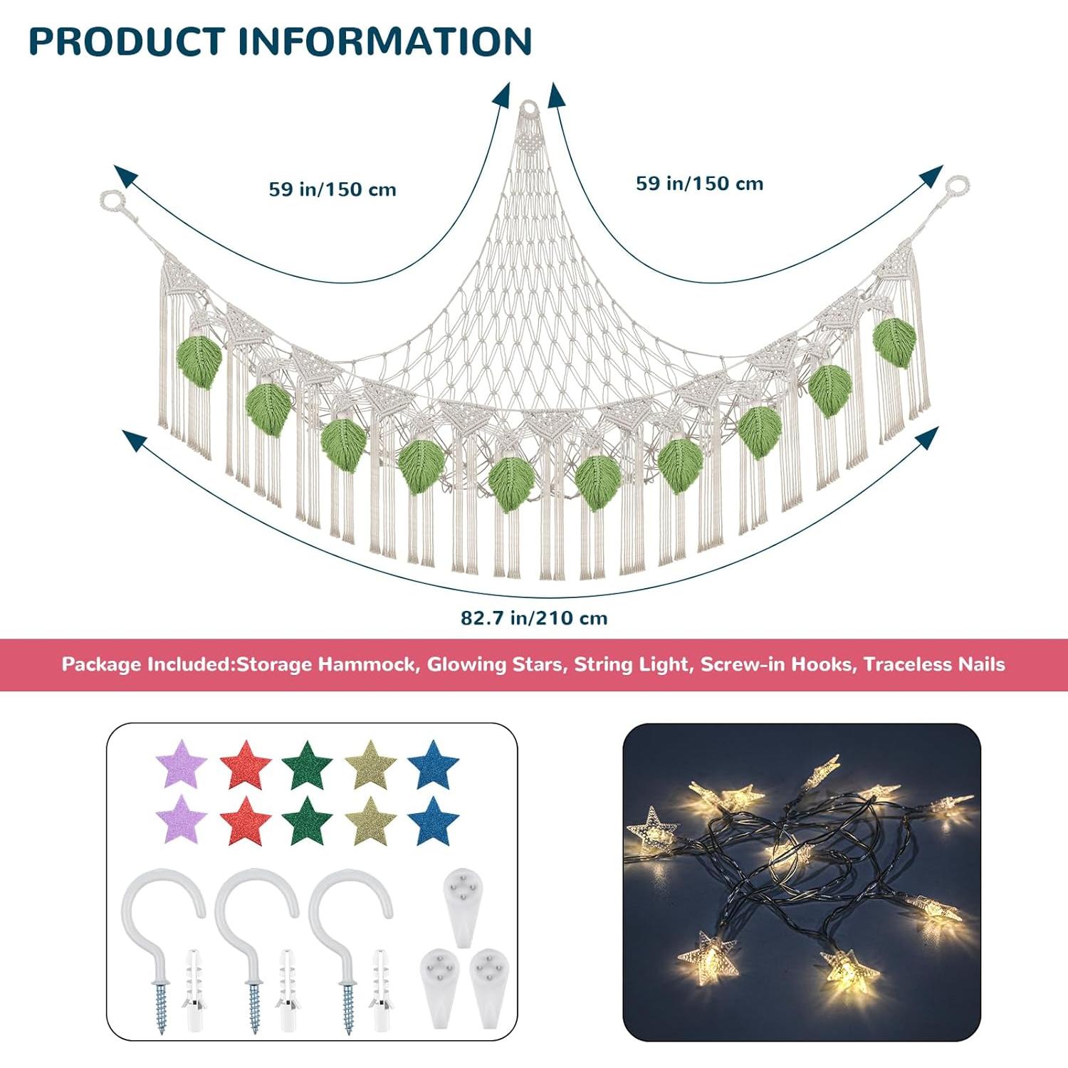 Hamaca de Almacenamiento de Peluches iHansee 210x150x150 cm Crema