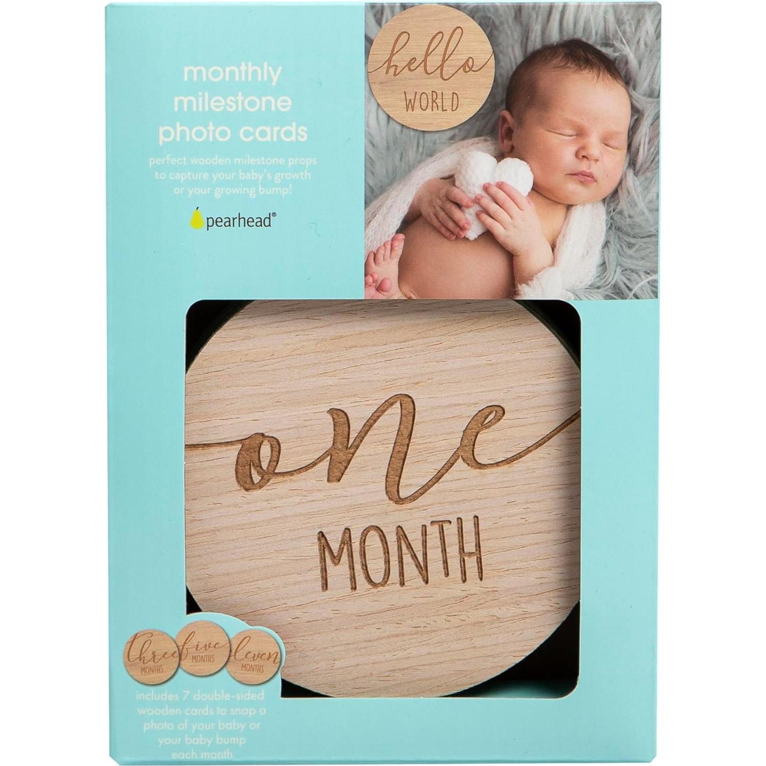 Tarjetas de Hitos Mensuales Pearhead - 7 Discos de Madera