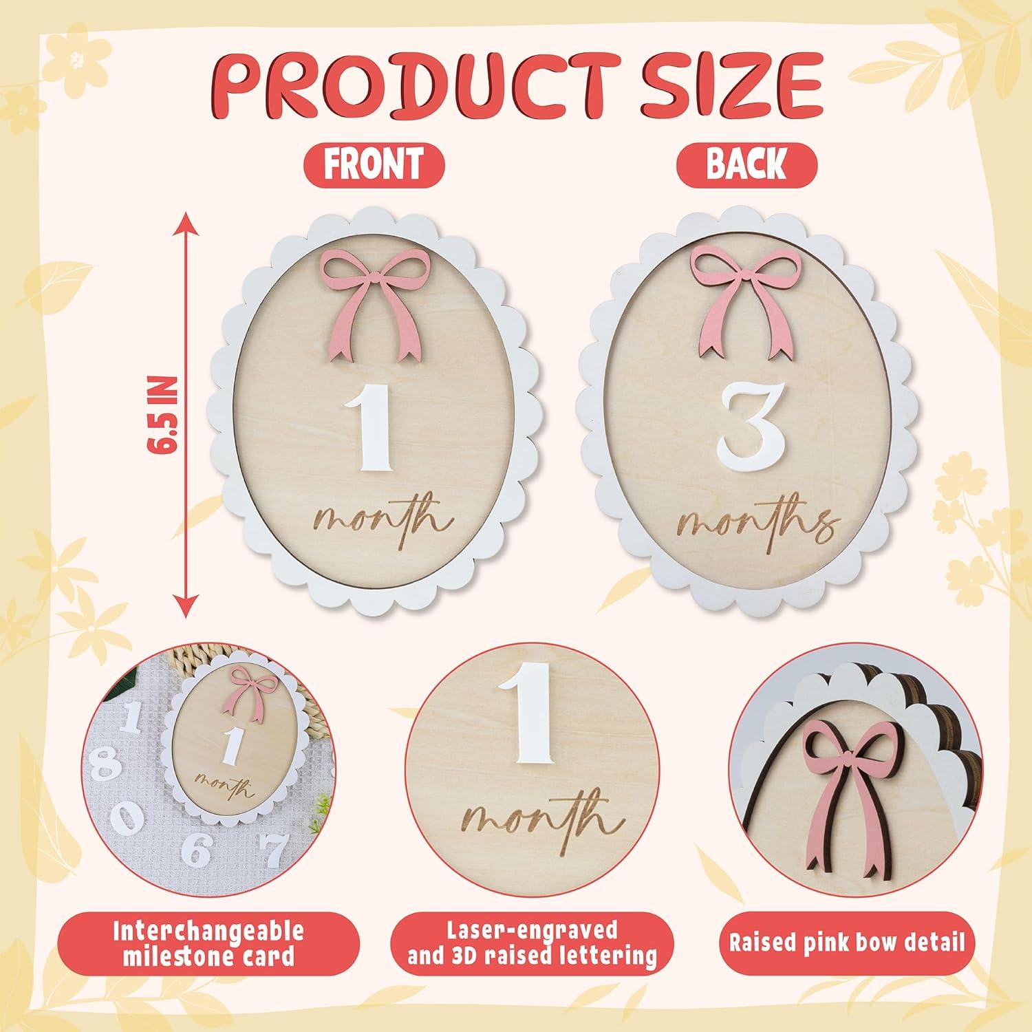 Tarjetas de Hitos Mensuales de Bebé 3D CUNCUN - Madera 15.7 cm