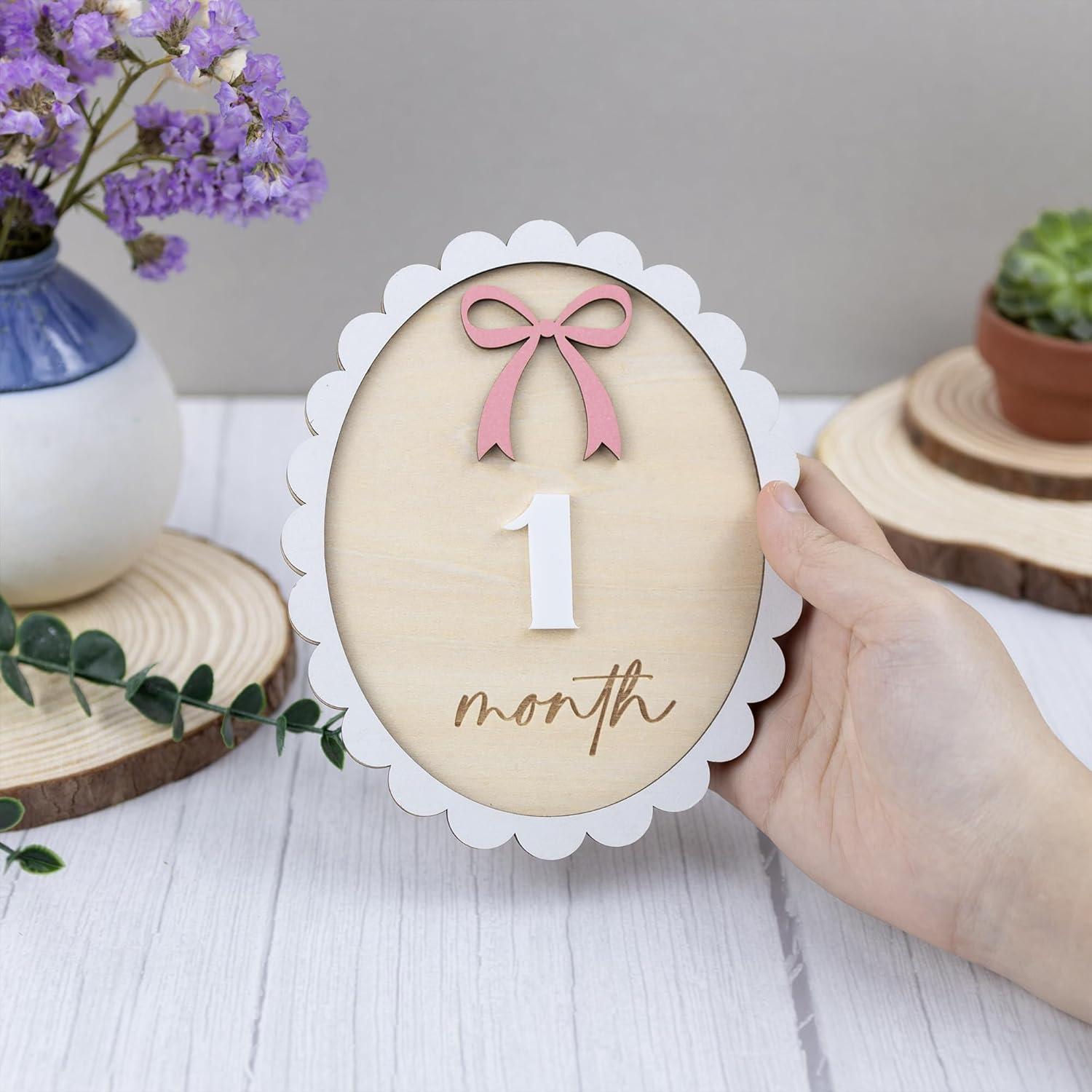 Tarjetas de Hitos Mensuales de Bebé 3D CUNCUN - Madera 15.7 cm