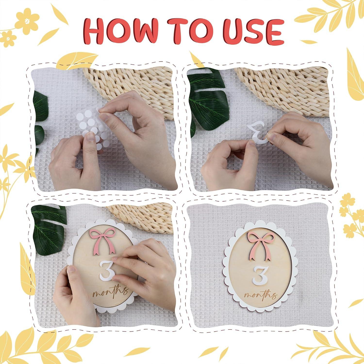 Tarjetas de Hitos Mensuales de Bebé 3D CUNCUN - Madera 15.7 cm