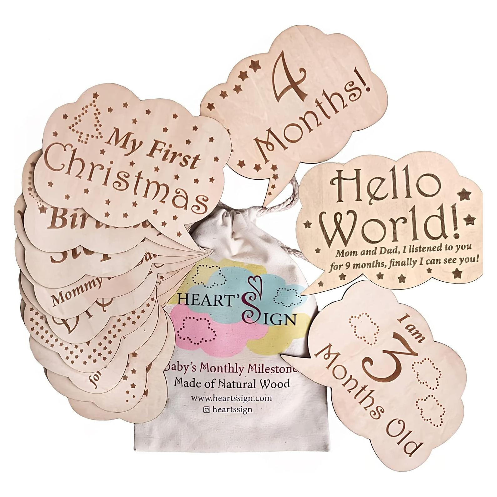 Tarjetas de Hito Mensual para Bebés Heart's Sign - 24 Diseños