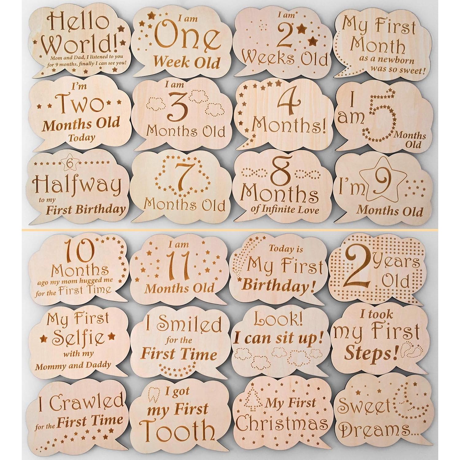 Tarjetas de Hito Mensual para Bebés Heart's Sign - 24 Diseños