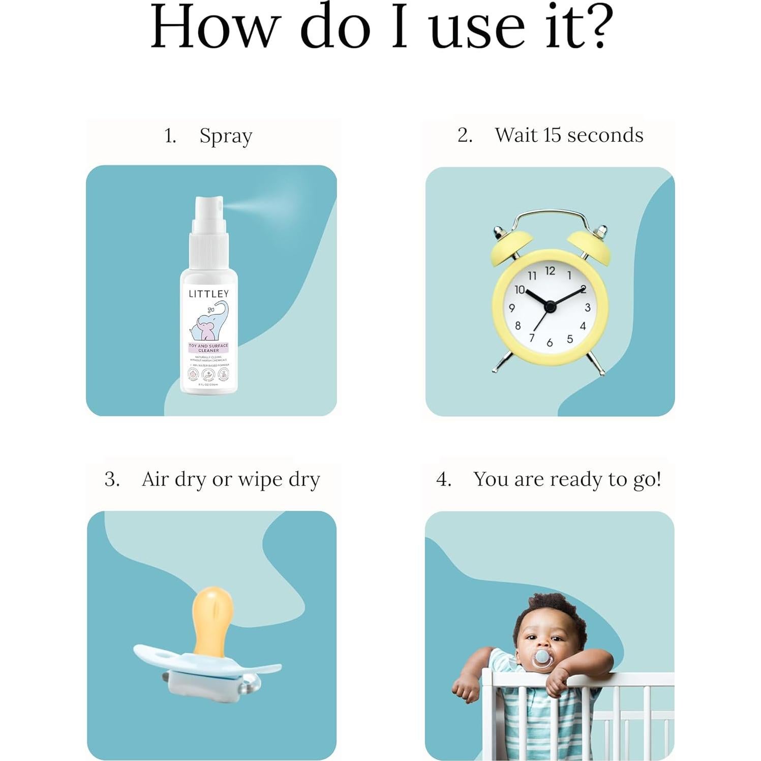 Limpiador de Juguetes Littley 2oz Sin Amoníaco y Tóxicos