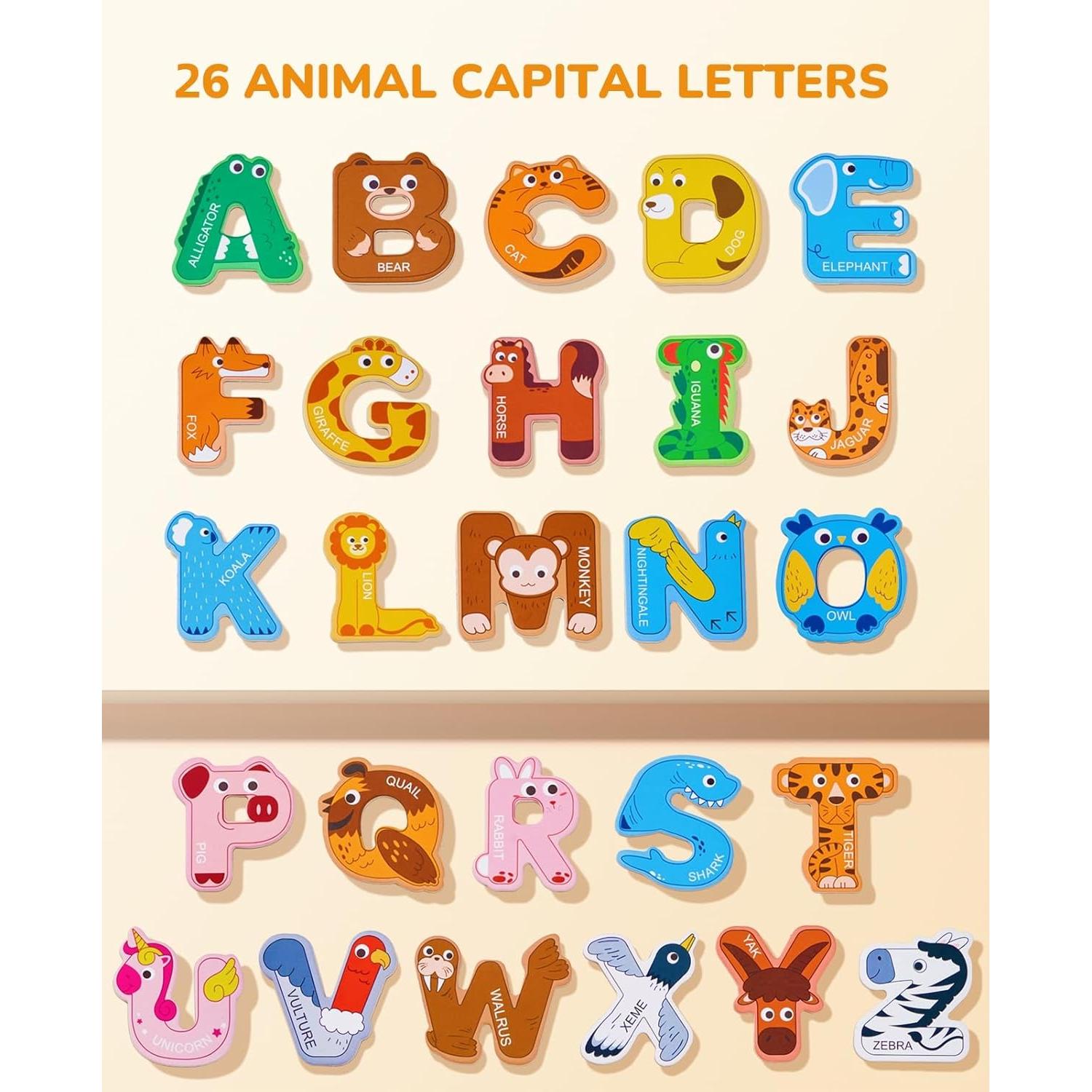 Imanes de Letras Mayúsculas JoyCat de Madera para Niños