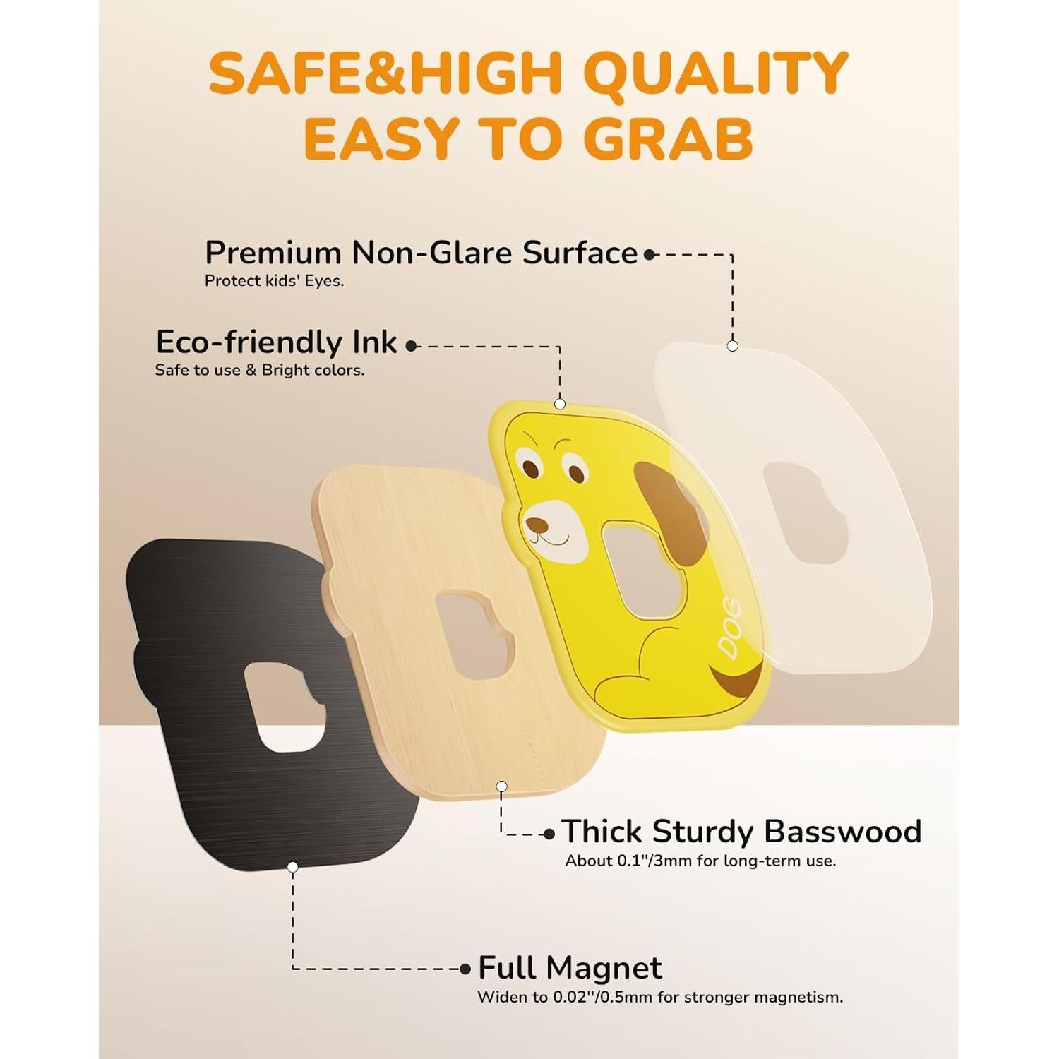 Imanes de Letras Mayúsculas JoyCat de Madera para Niños