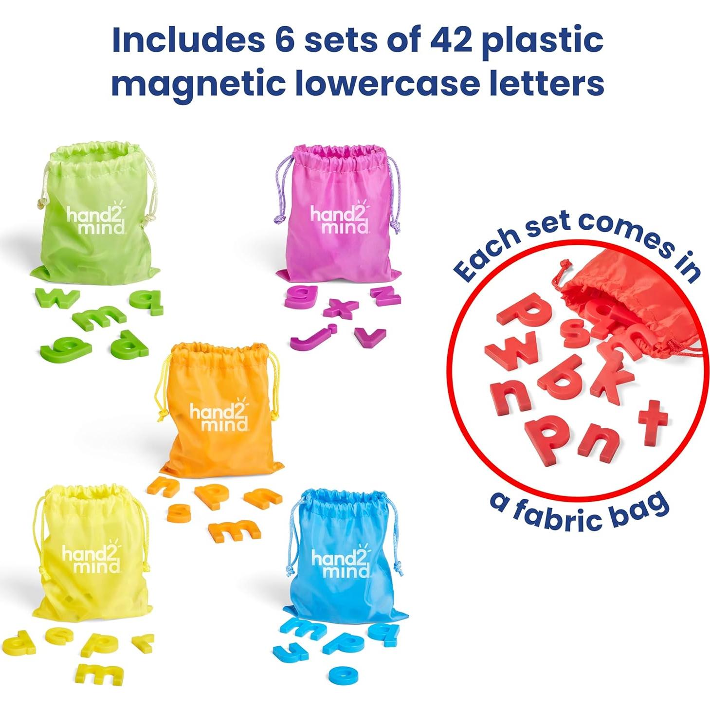 Letras Magnéticas Minúsculas Arcoíris hand2mind - Set 252 Piezas