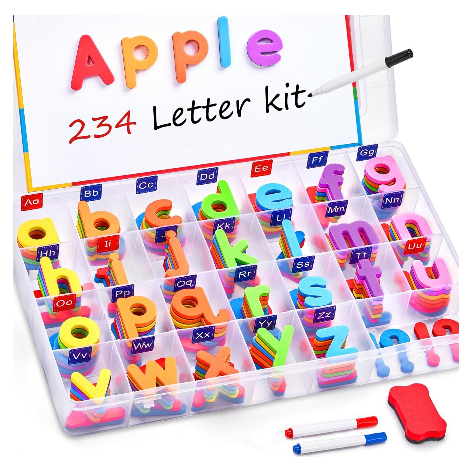 Kit de Letras Magnéticas JoyCat 234 Pcs con Tablero Doble Cara