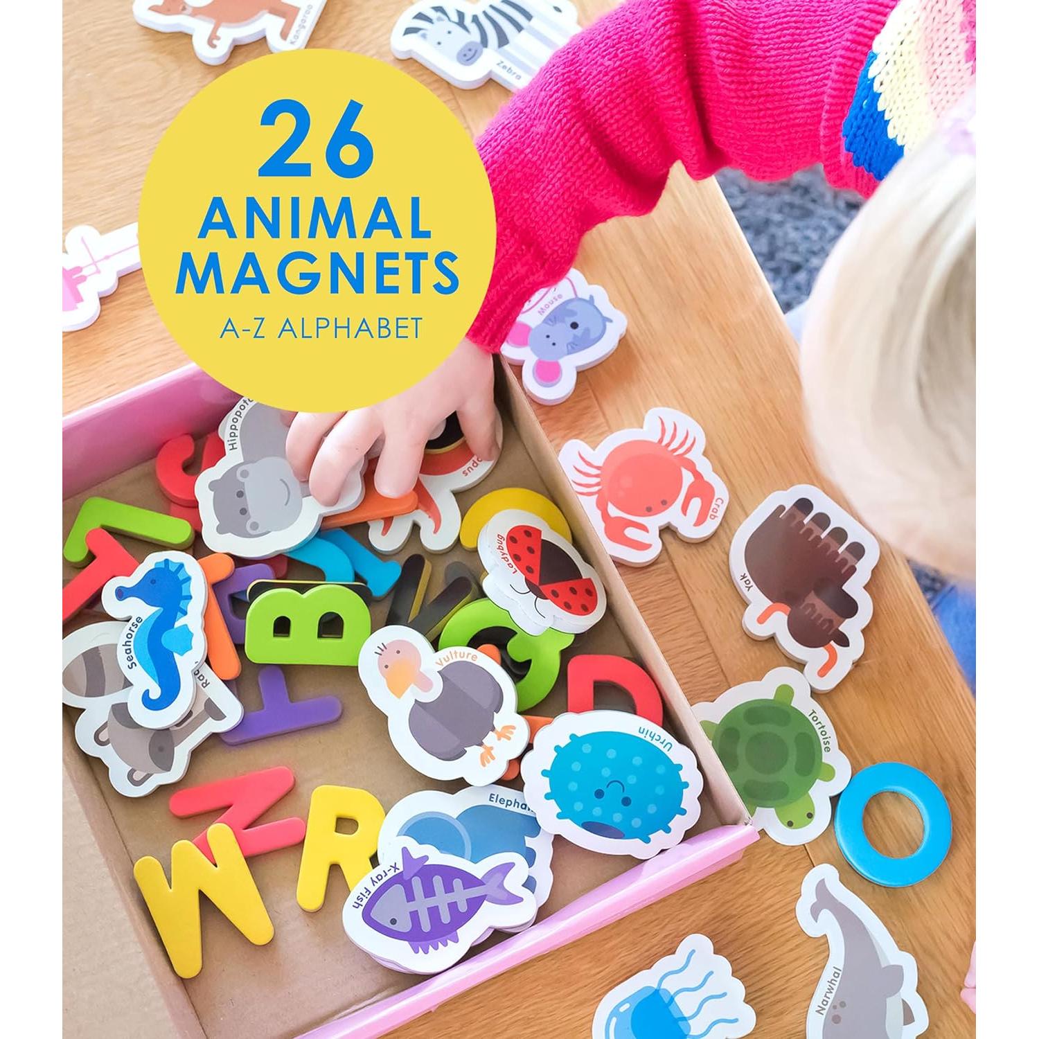 Imanes de Animales y Letras ABC Curious Columbus - 52 Piezas