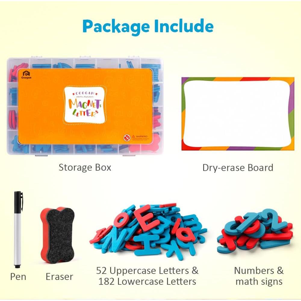 Letras Magnéticas Coogam 251 Pcs con Tablero y Caja