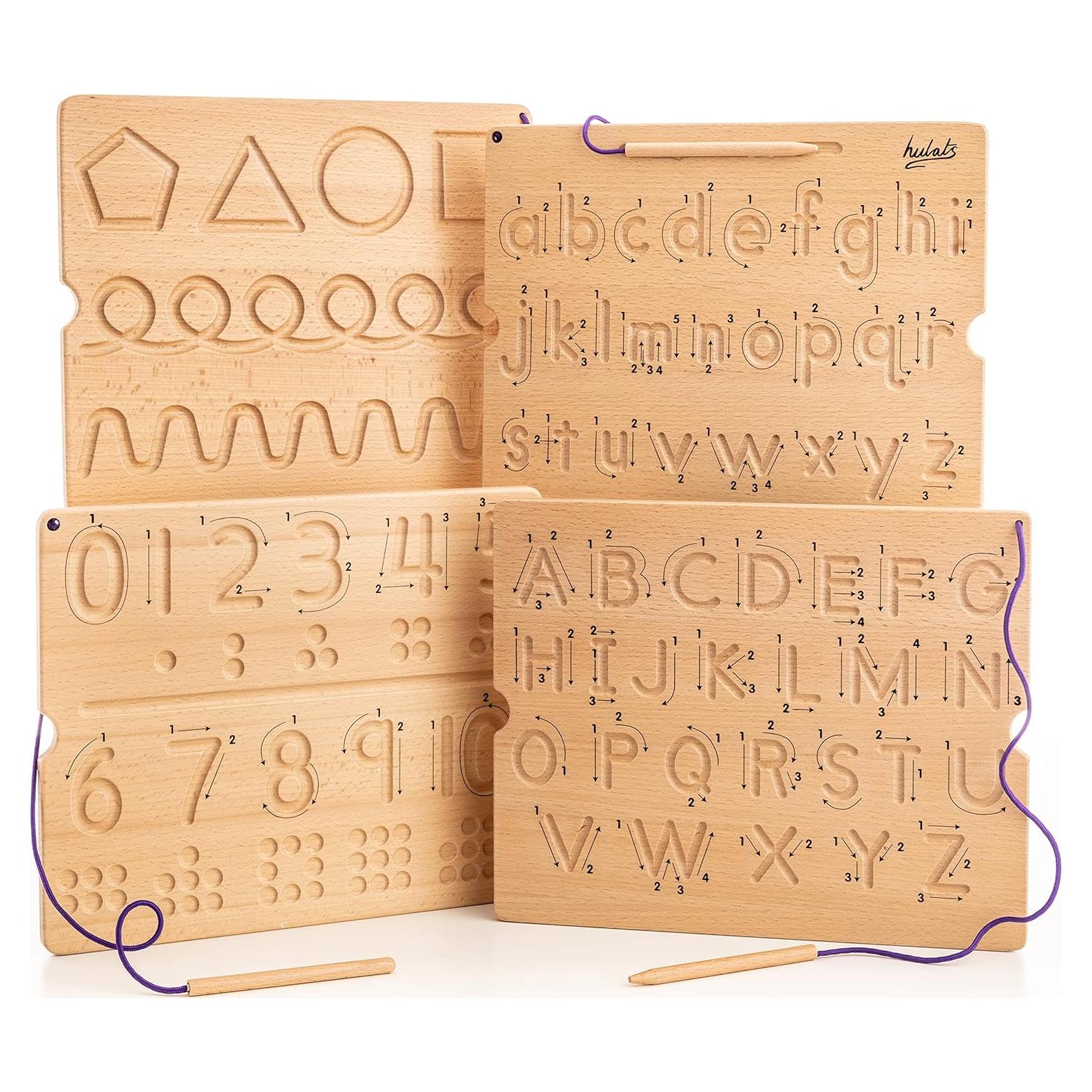 Tableros de Trazado de Letras y Números de Madera Montessori - Owl Village