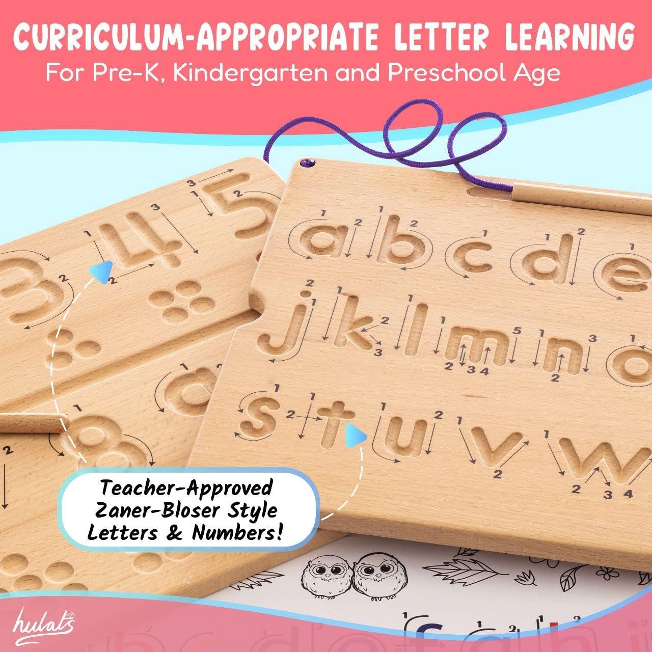 Tableros de Trazado de Letras y Números de Madera Montessori - Owl Village