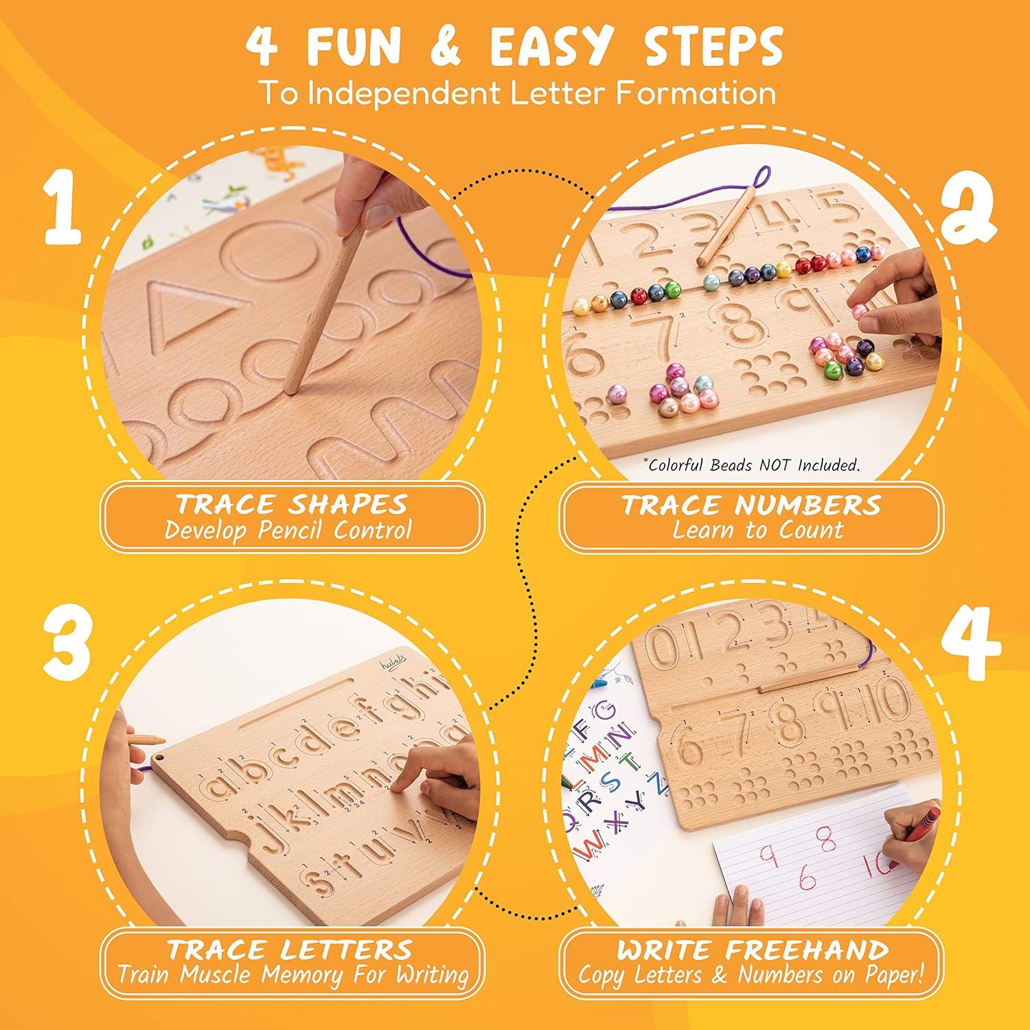 Tableros de Trazado de Letras y Números de Madera Montessori - Owl Village