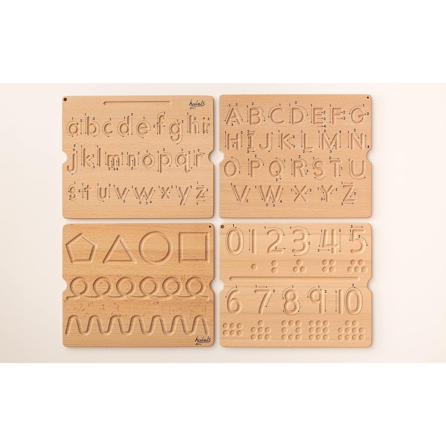 Tableros de Trazado de Letras y Números de Madera Montessori - Owl Village